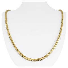 14 Karat Gelbgold Lange polierte Fancy Gliederhalskette Italien