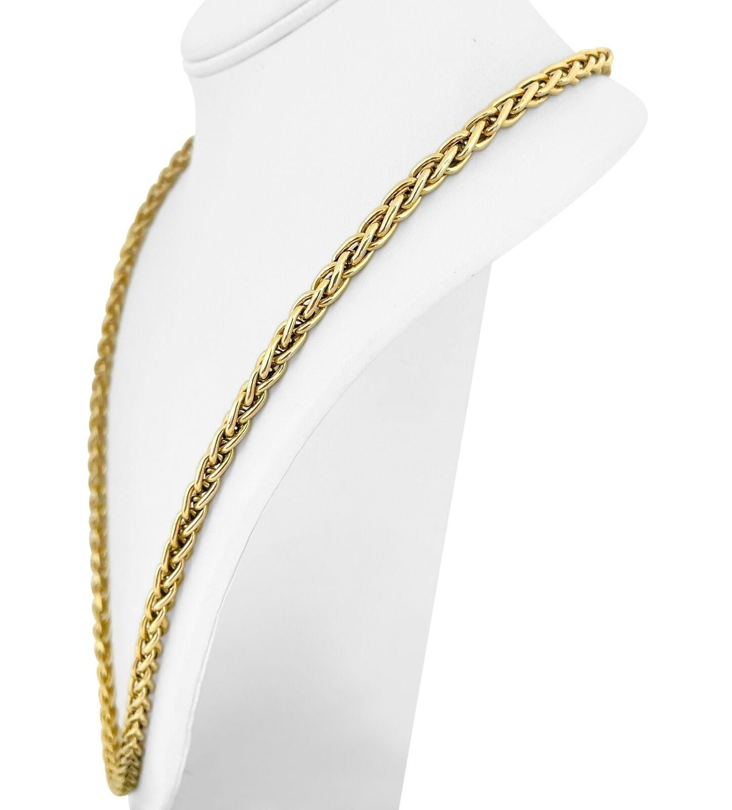 14k Yellow Gold 41.9g Long Polished 5.5mm Wheat Link Necklace 30