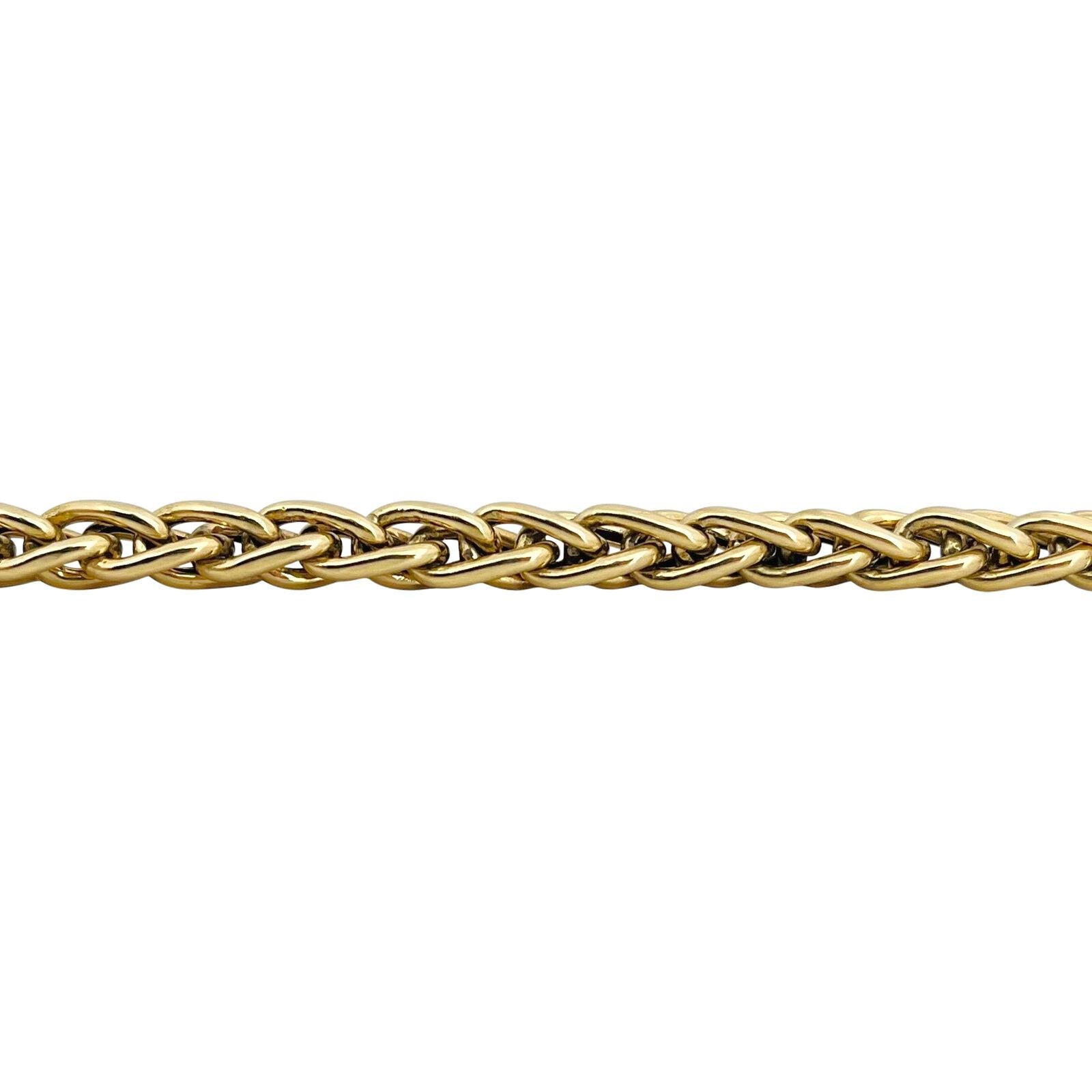 Women's or Men's 14 Karat Yellow Gold Long Polished Wheat Link Necklace  For Sale