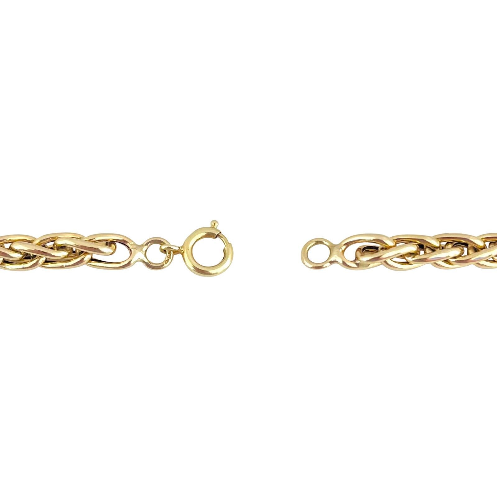 14 Karat Yellow Gold Long Polished Wheat Link Necklace  For Sale 2