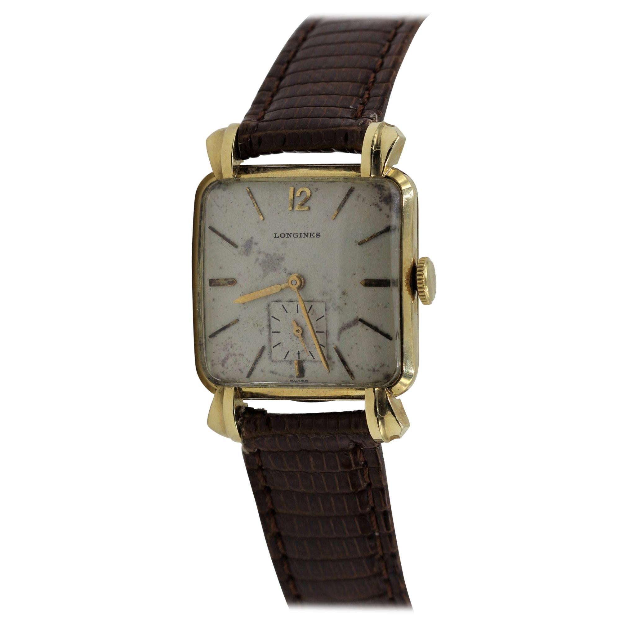 14 Karat Yellow Gold Longines Vintage Watch For Sale