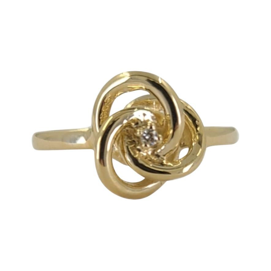 14 Karat Yellow Gold Love Knot Ring For Sale