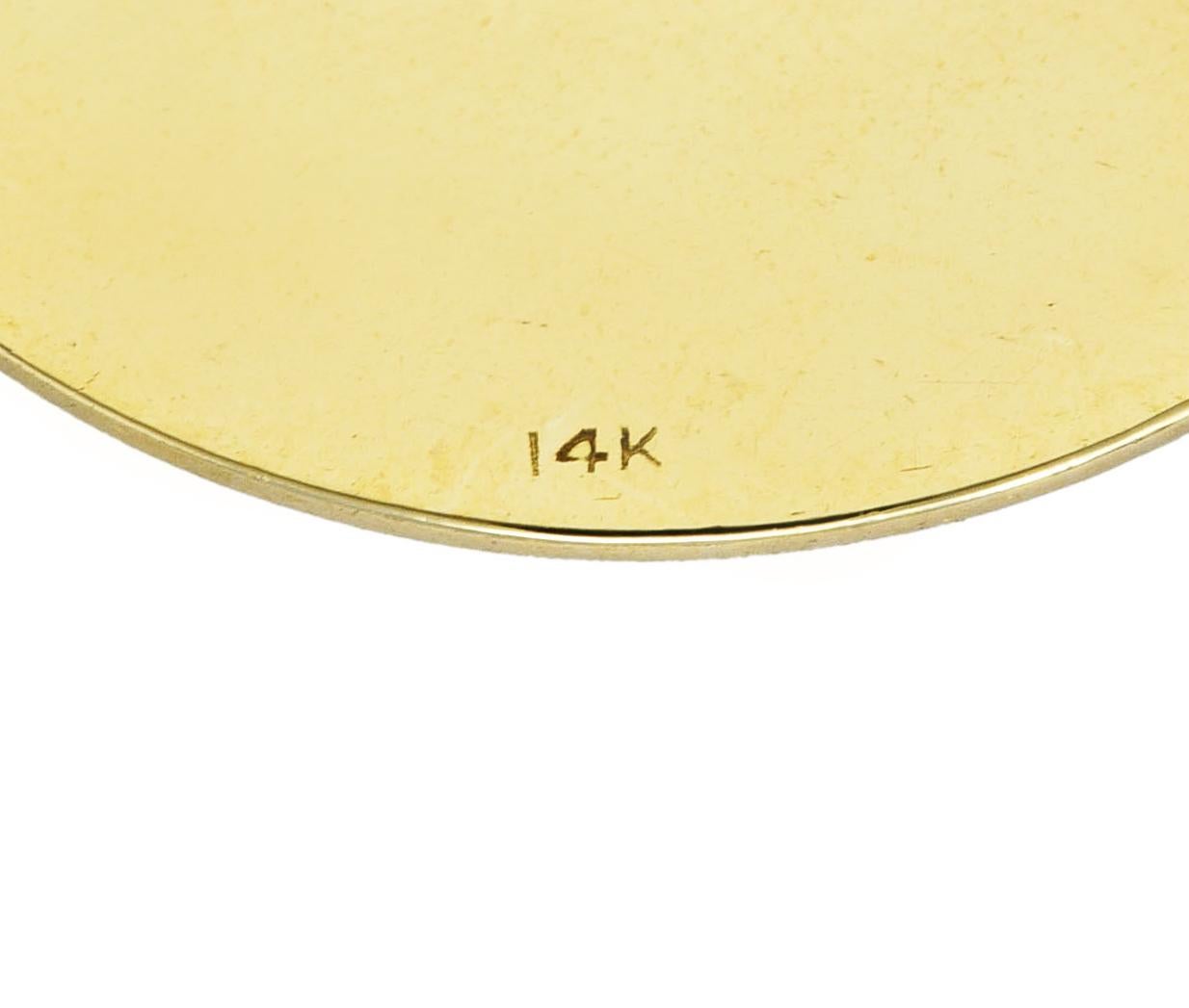 Retro 14 Karat Yellow Gold Lucky Thirteen 13 Vintage Medallion Charm Pendant