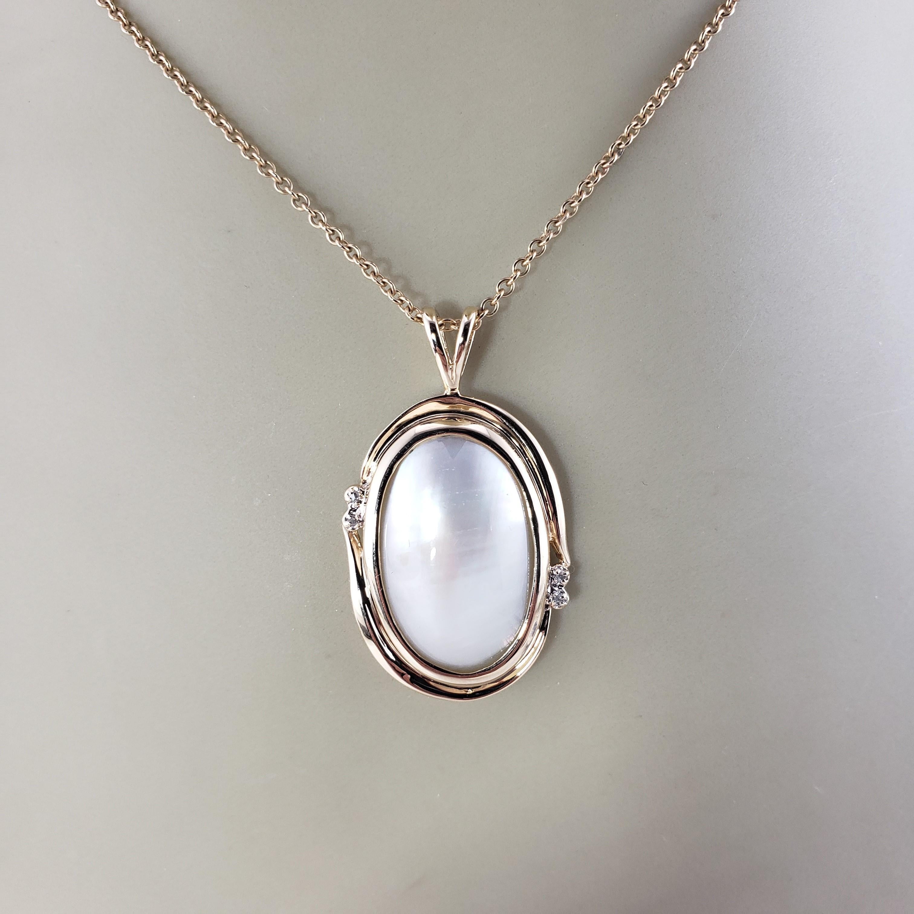 14 Karat Yellow Gold Mabe Pearl and Diamond Pendant #15723 For Sale 1