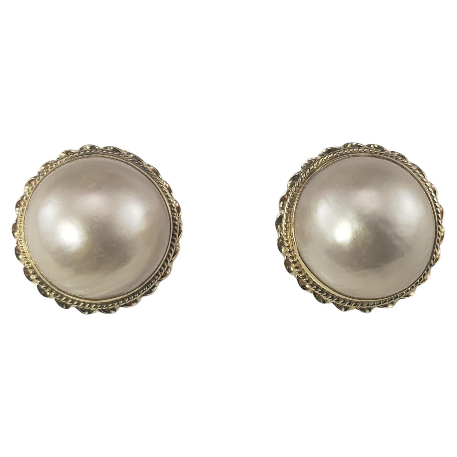 Pendientes de oro amarillo de 14 quilates con perla Mabe #19661