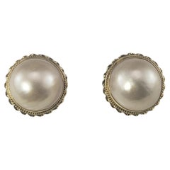 Pendientes de oro amarillo de 14 quilates con perla Mabe #19661