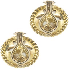 14 Karat Yellow Gold Mabe Pearl Stud Earrings