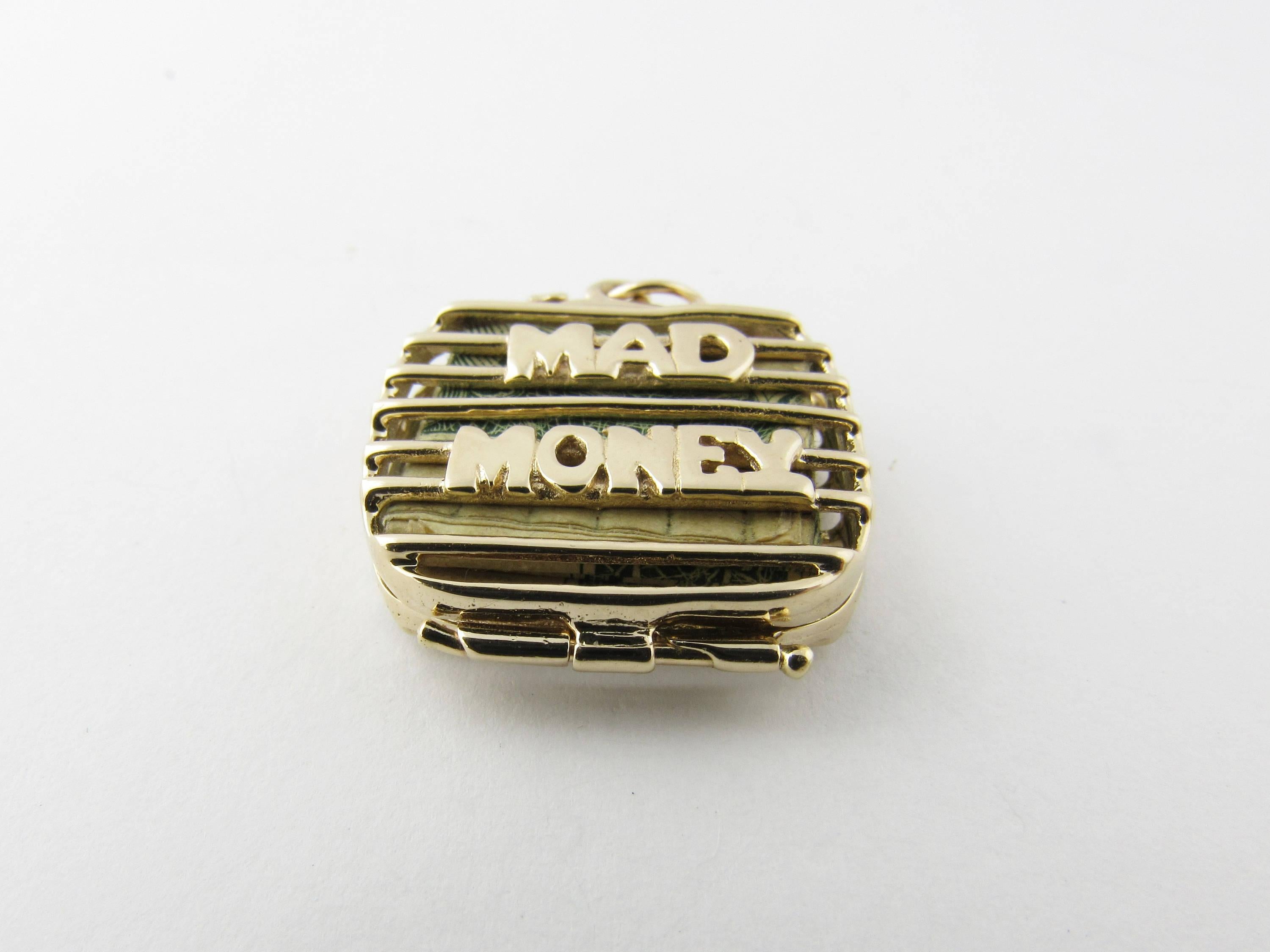 Vintage 14 Karat Yellow Gold Mad Money Charm- 
Never get caught without your 