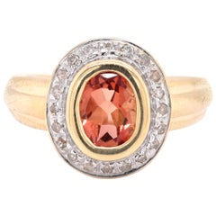 Ring aus 14 Karat Gelbgold mit Citrin und Diamant