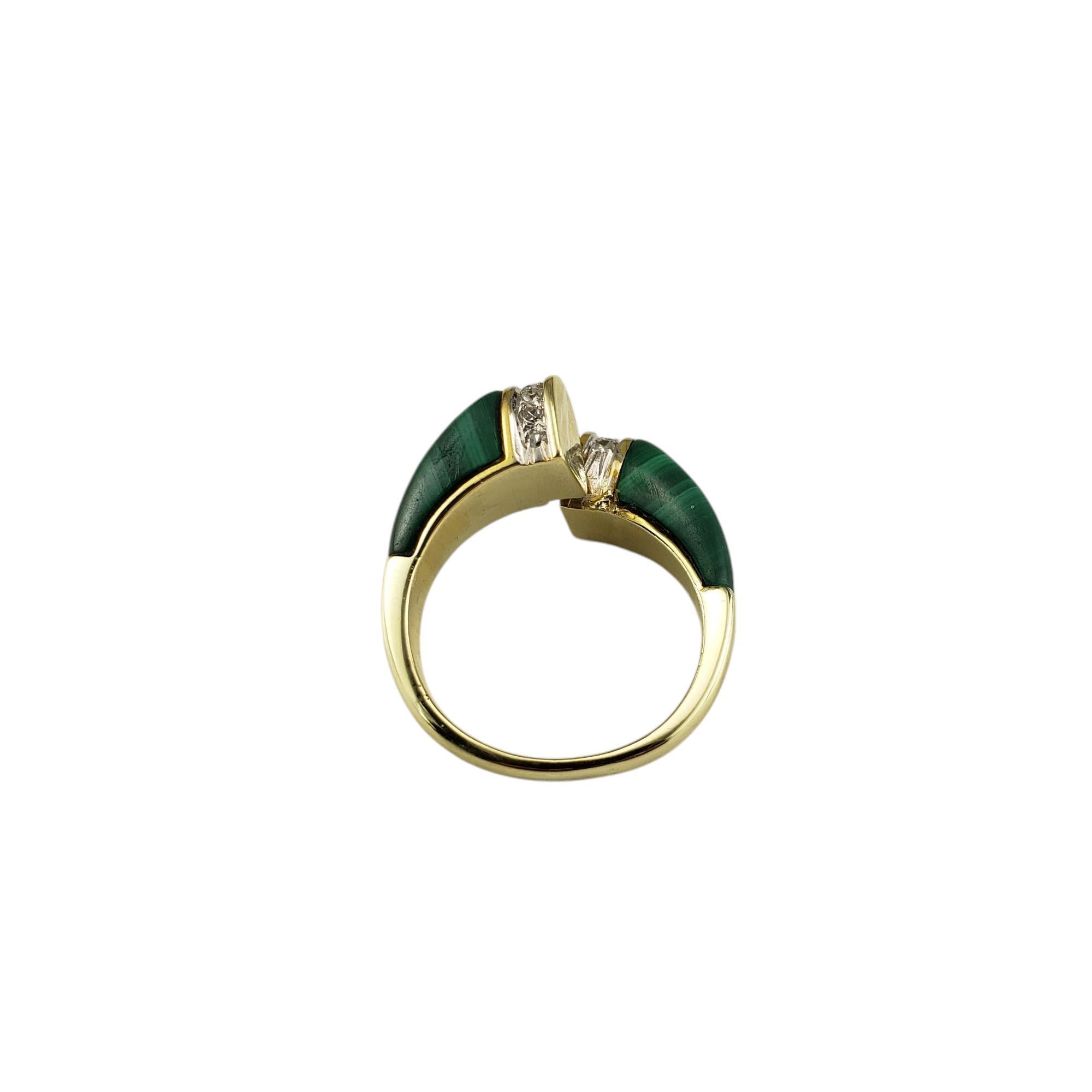 14 Karat Yellow Gold Malachite and Diamond Ring Size 7 #20276 In Good Condition For Sale In Washington Depot, CT