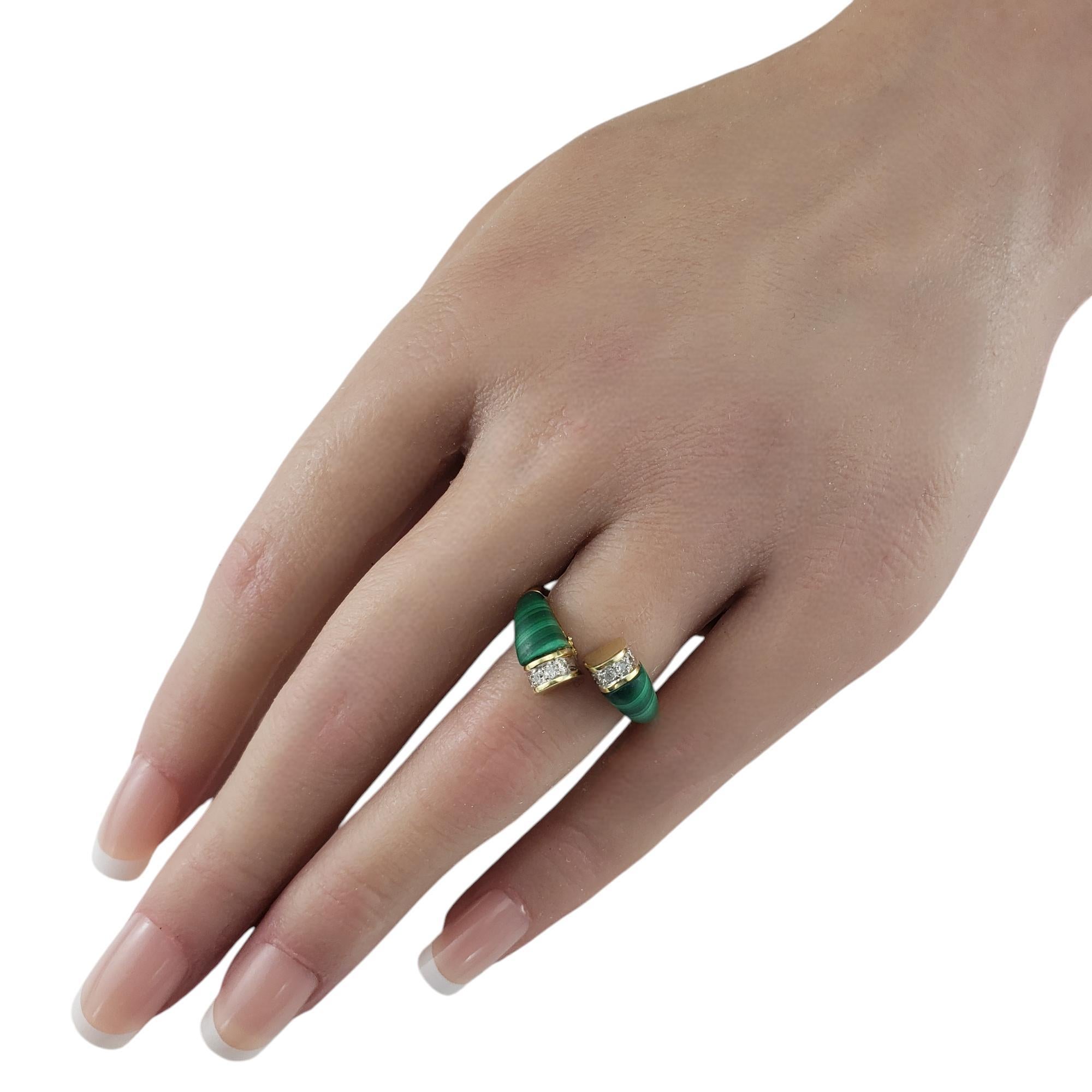 14 Karat Yellow Gold Malachite and Diamond Ring Size 7 #20276 For Sale 1