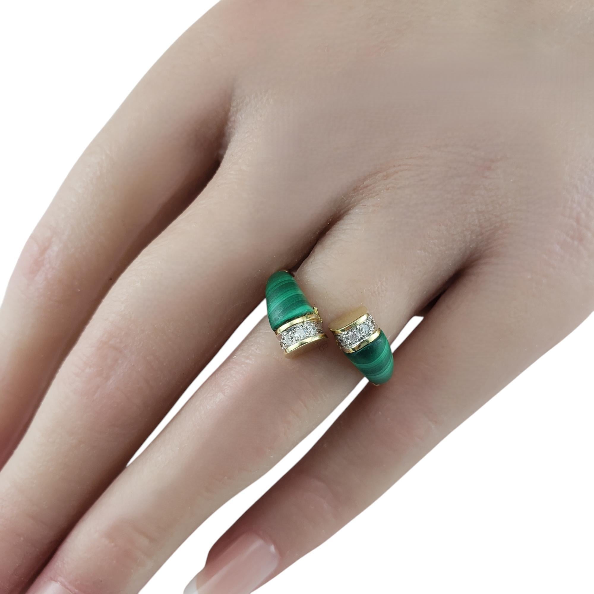 14 Karat Yellow Gold Malachite and Diamond Ring Size 7 #20276 For Sale 2