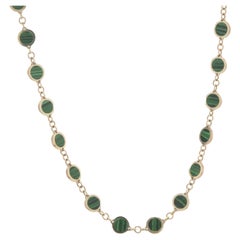 14 Karat Yellow Gold Malachite By The Yard Necklace