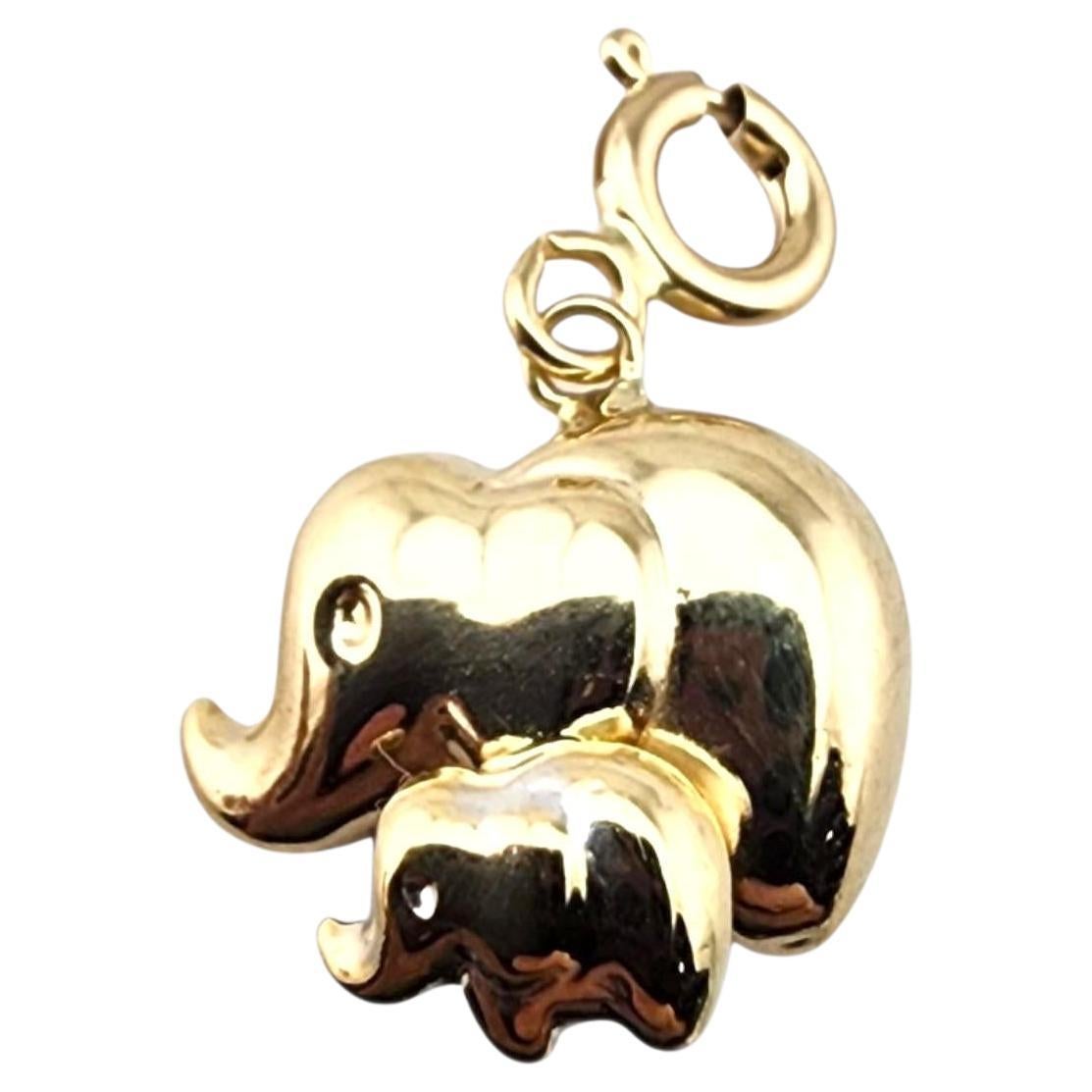 Charm in oro giallo 14 carati Mamma e bambino elefante #23276