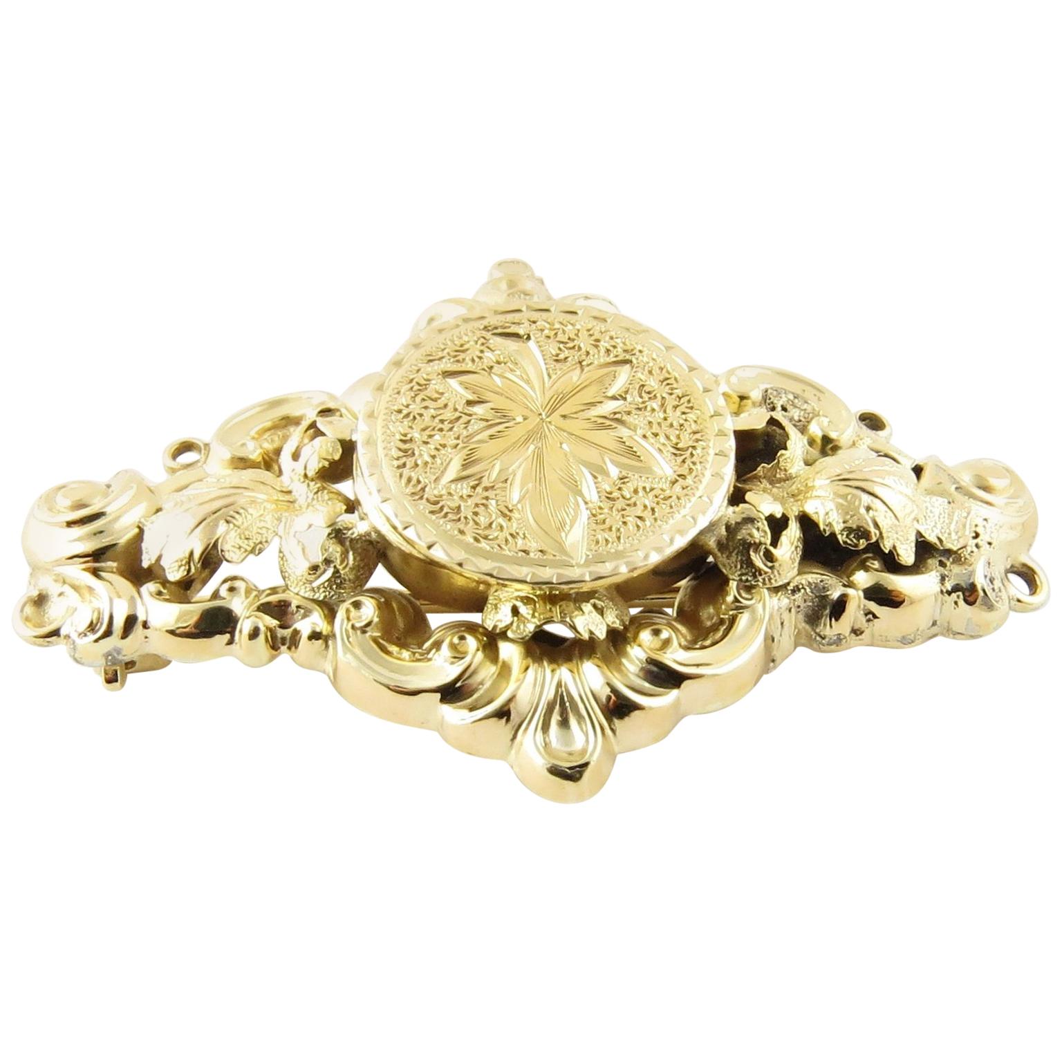 Vintage 14 Karat Yellow Gold Maple Leaf Pin with Cultured Pearl at 1stDibs