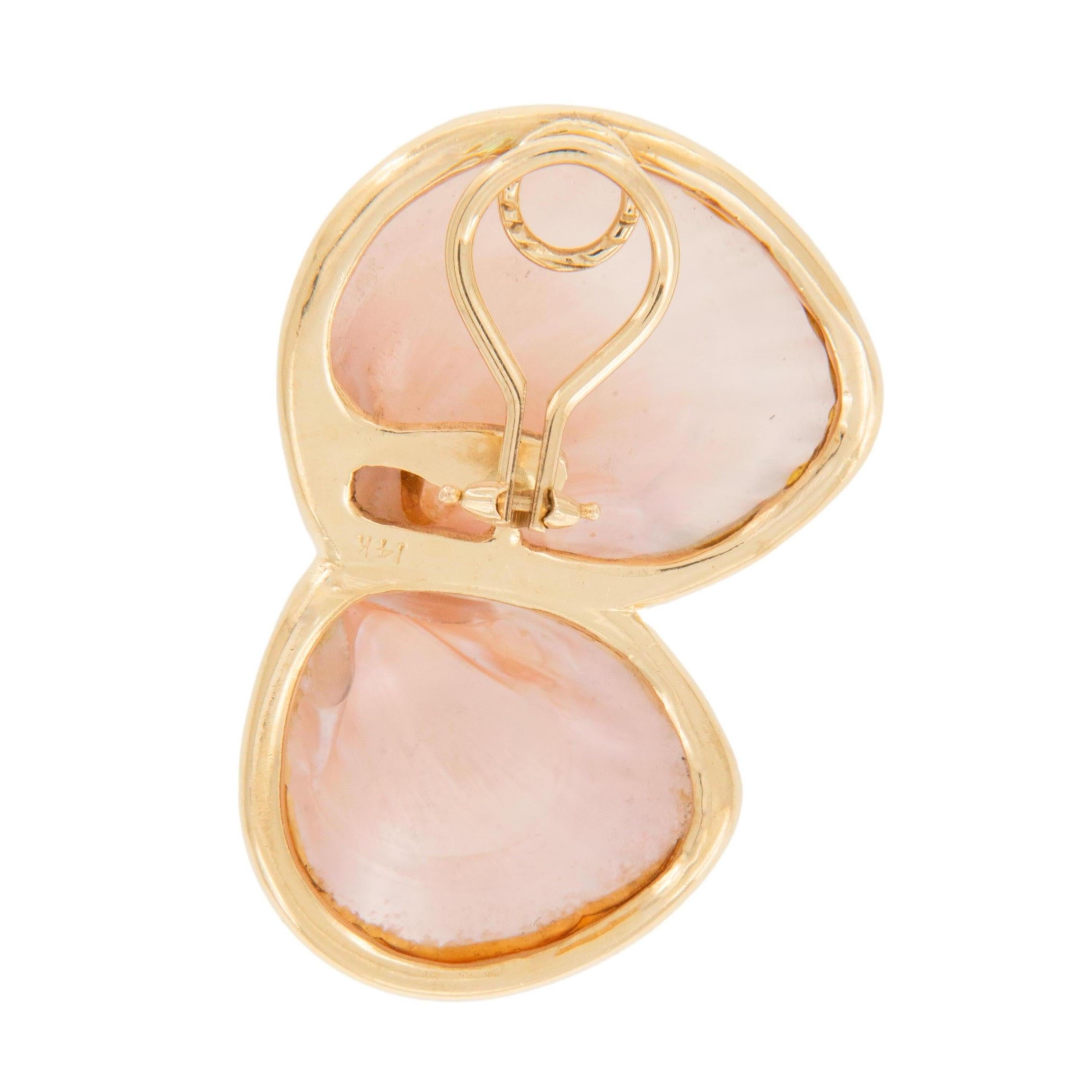 14 Karat Gelbgold Marguerite Stix Doppelmuschel-Ohrringe (Zeitgenössisch) im Angebot