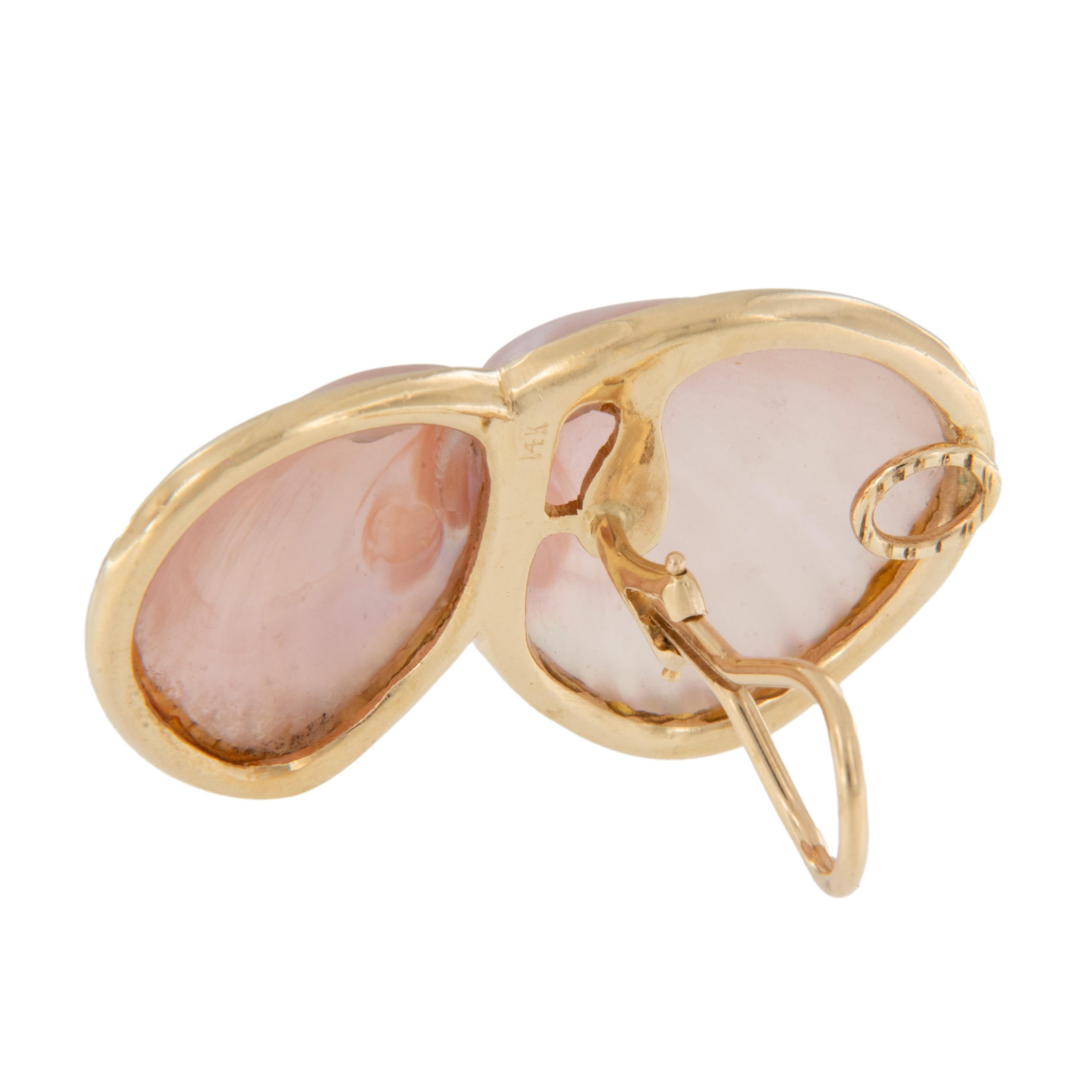 14 Karat Gelbgold Marguerite Stix Doppelmuschel-Ohrringe im Zustand „Gut“ im Angebot in Troy, MI