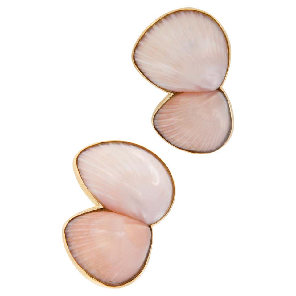 Marguerite Stix Designed Brass Sea Shell Display Stands and Shells ...