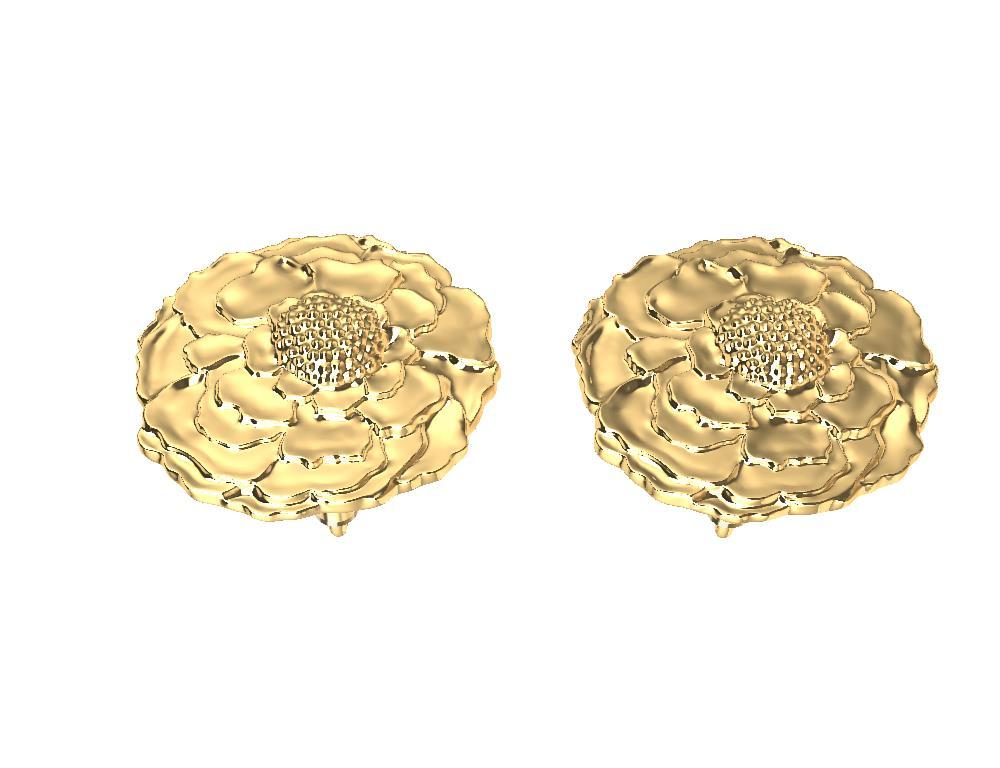 14 Karat Yellow Gold Marigold Stud Earrings For Sale 5