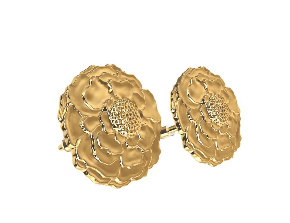 Contemporary 14 Karat Yellow Gold Marigold Stud Earrings For Sale