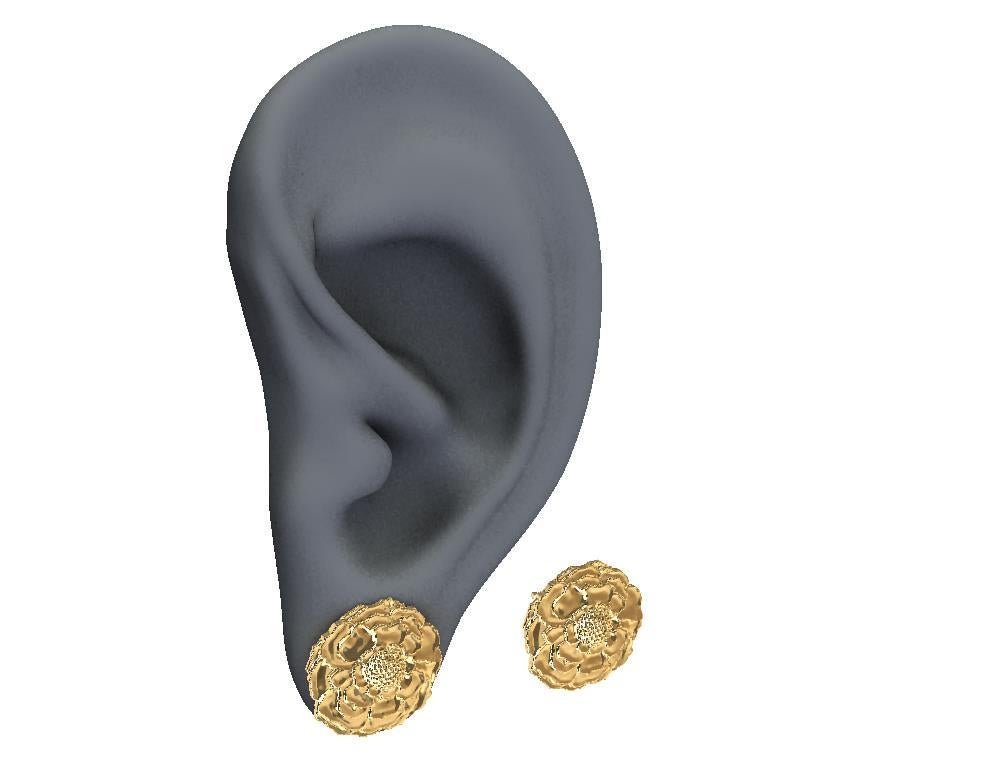 14 Karat Yellow Gold Marigold Stud Earrings In New Condition For Sale In New York, NY