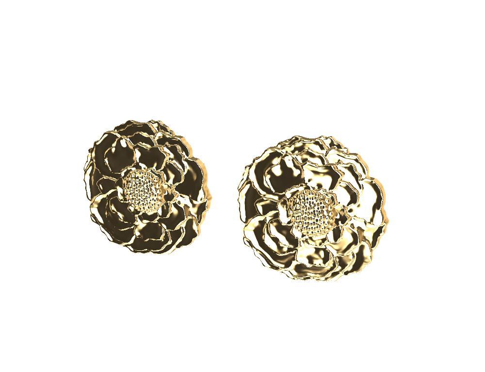 14 Karat Yellow Gold Marigold Stud Earrings For Sale 4