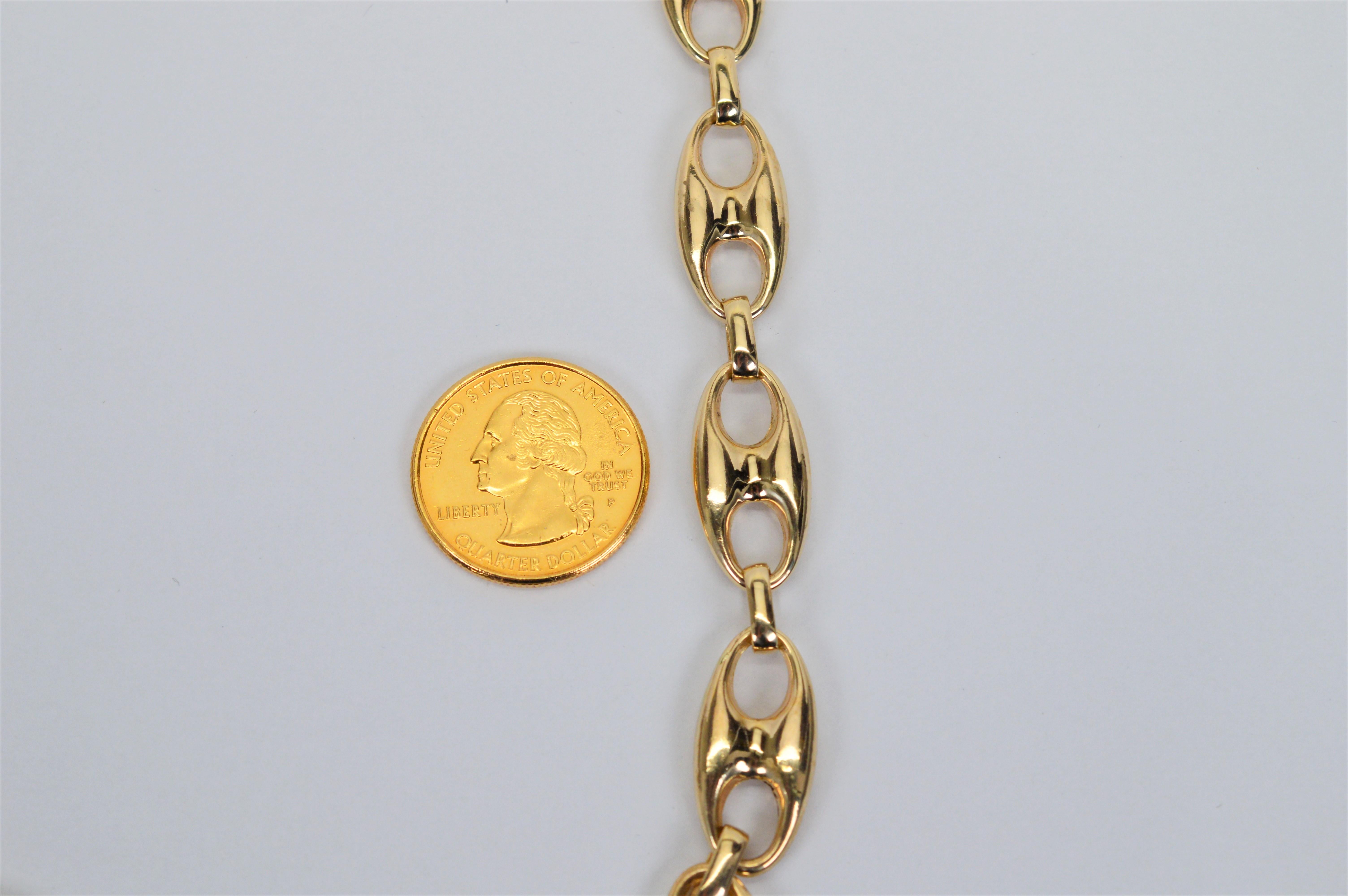 14 Karat Yellow Gold Mariner Chain Link Necklace For Sale 3