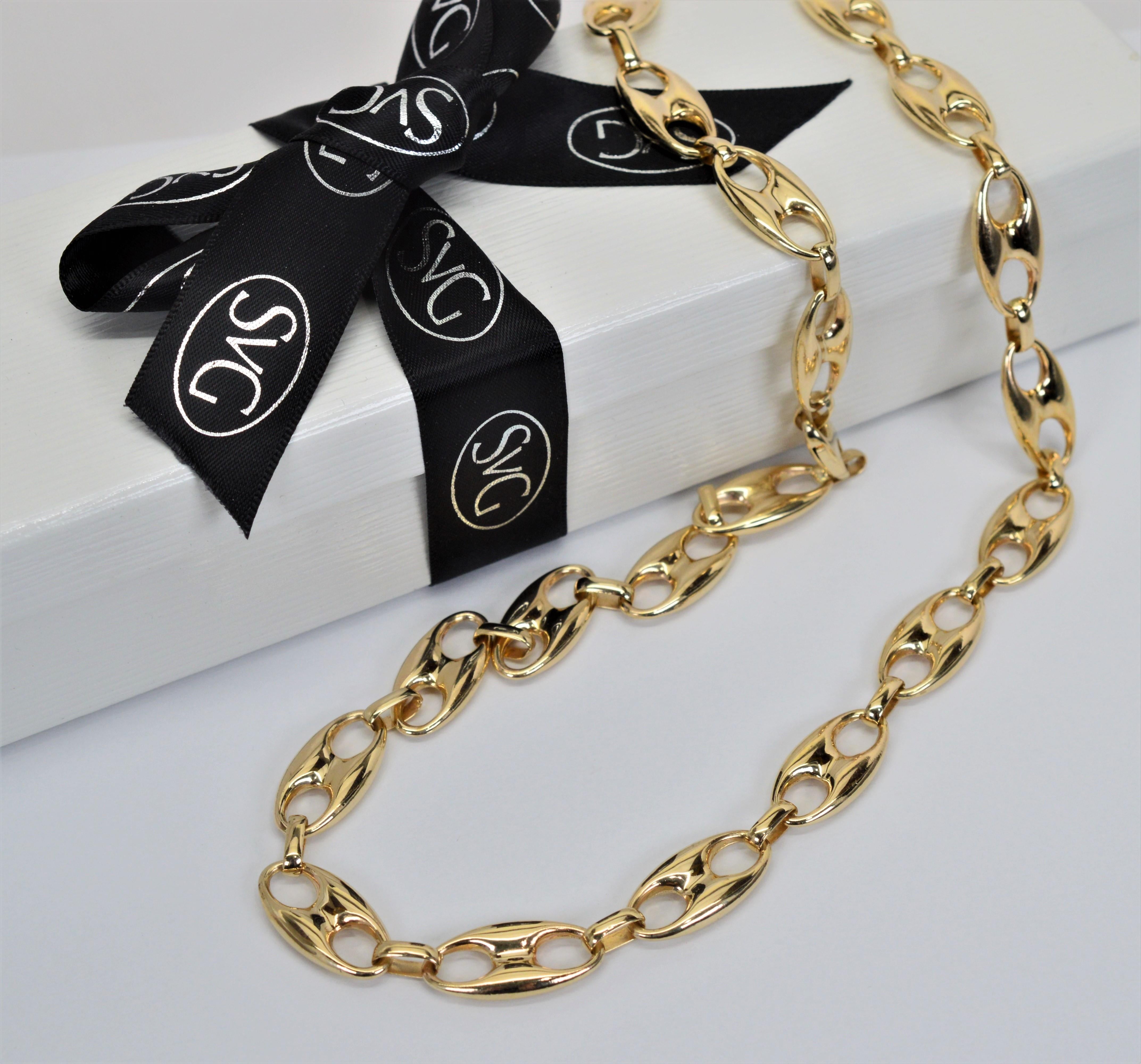 14 Karat Yellow Gold Mariner Chain Link Necklace For Sale 4