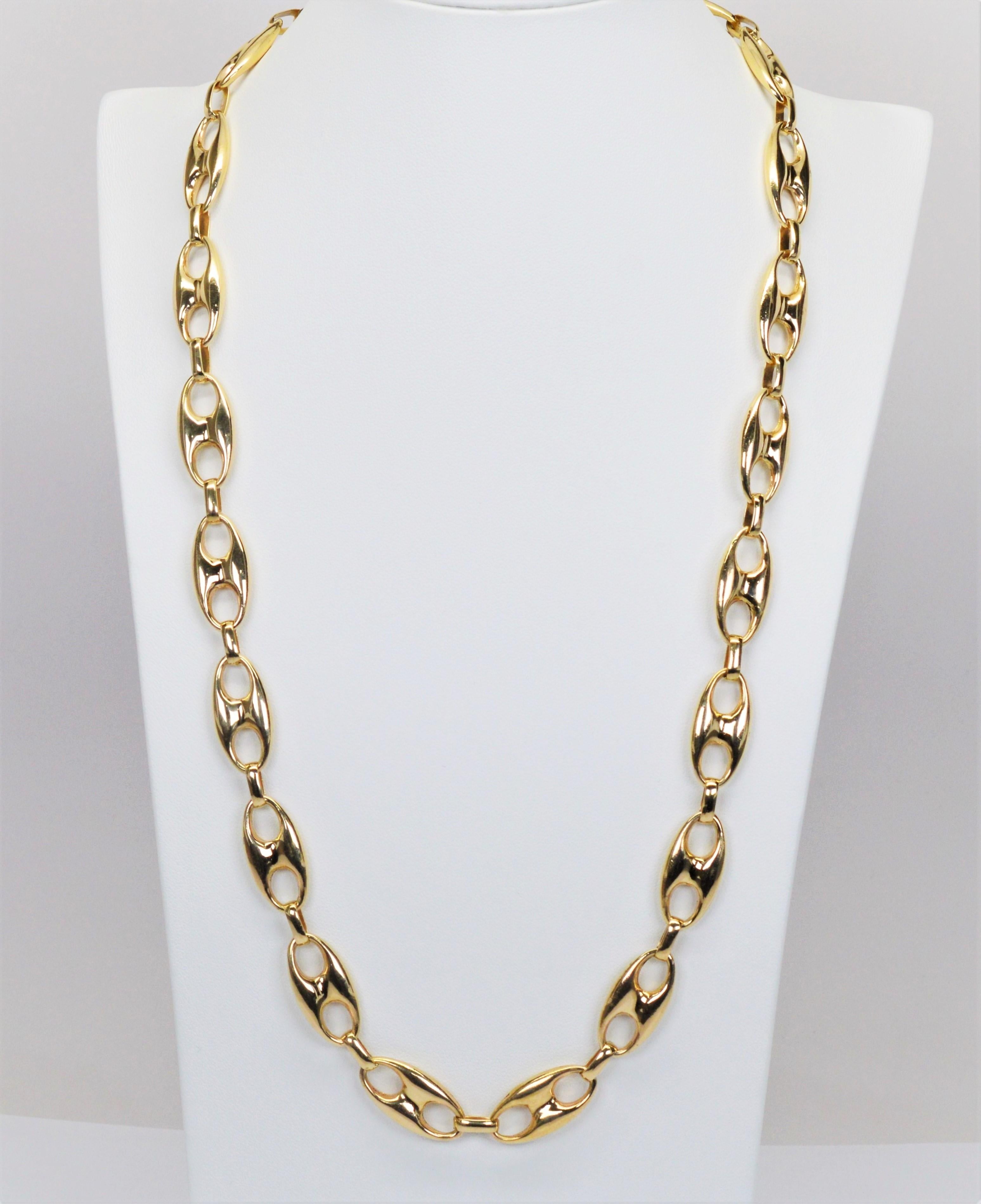 14 Karat Gelbgold Mariner Kette Gliederhalskette im Zustand „Hervorragend“ im Angebot in Mount Kisco, NY