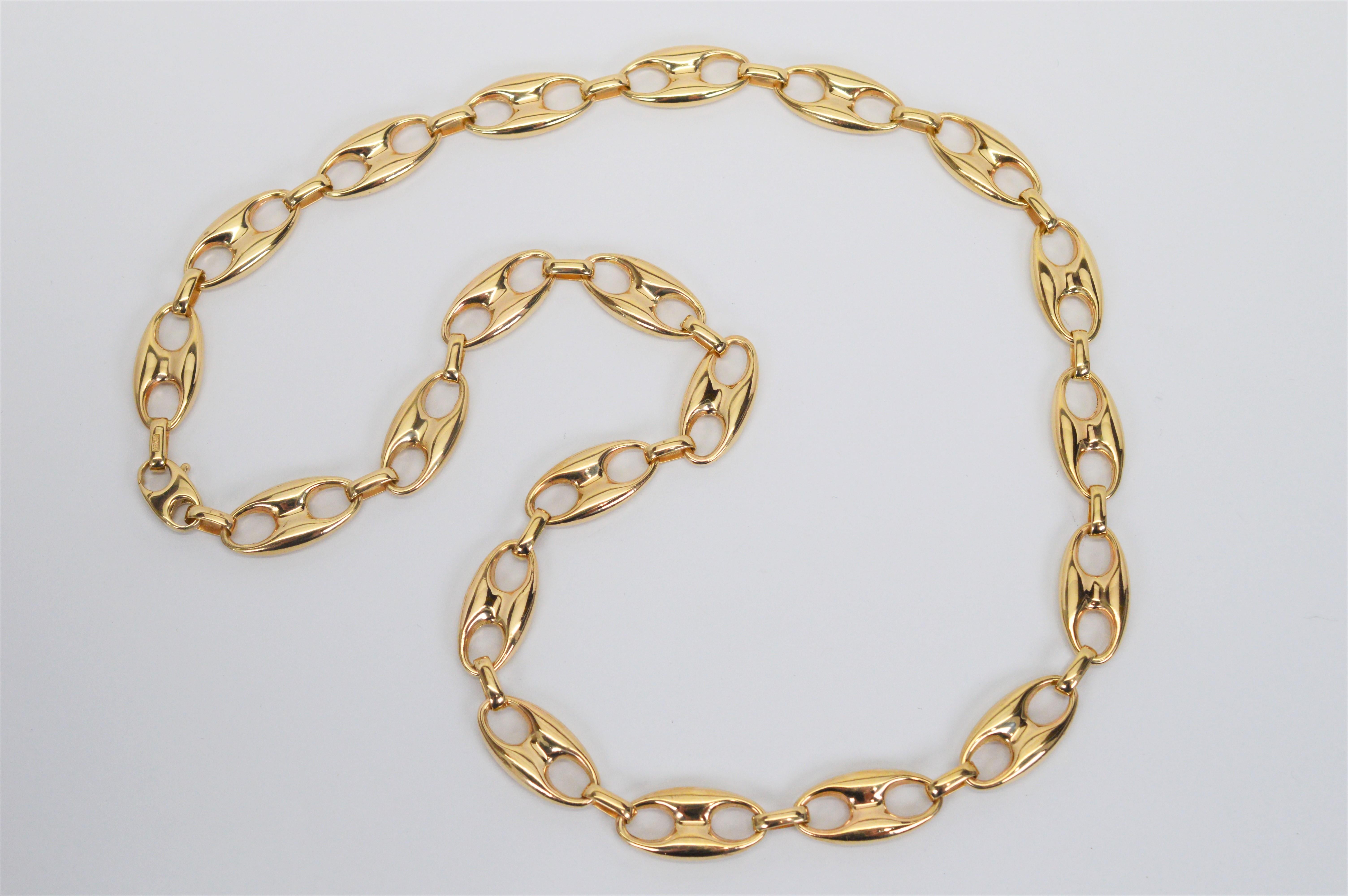 Women's 14 Karat Yellow Gold Mariner Chain Link Necklace For Sale