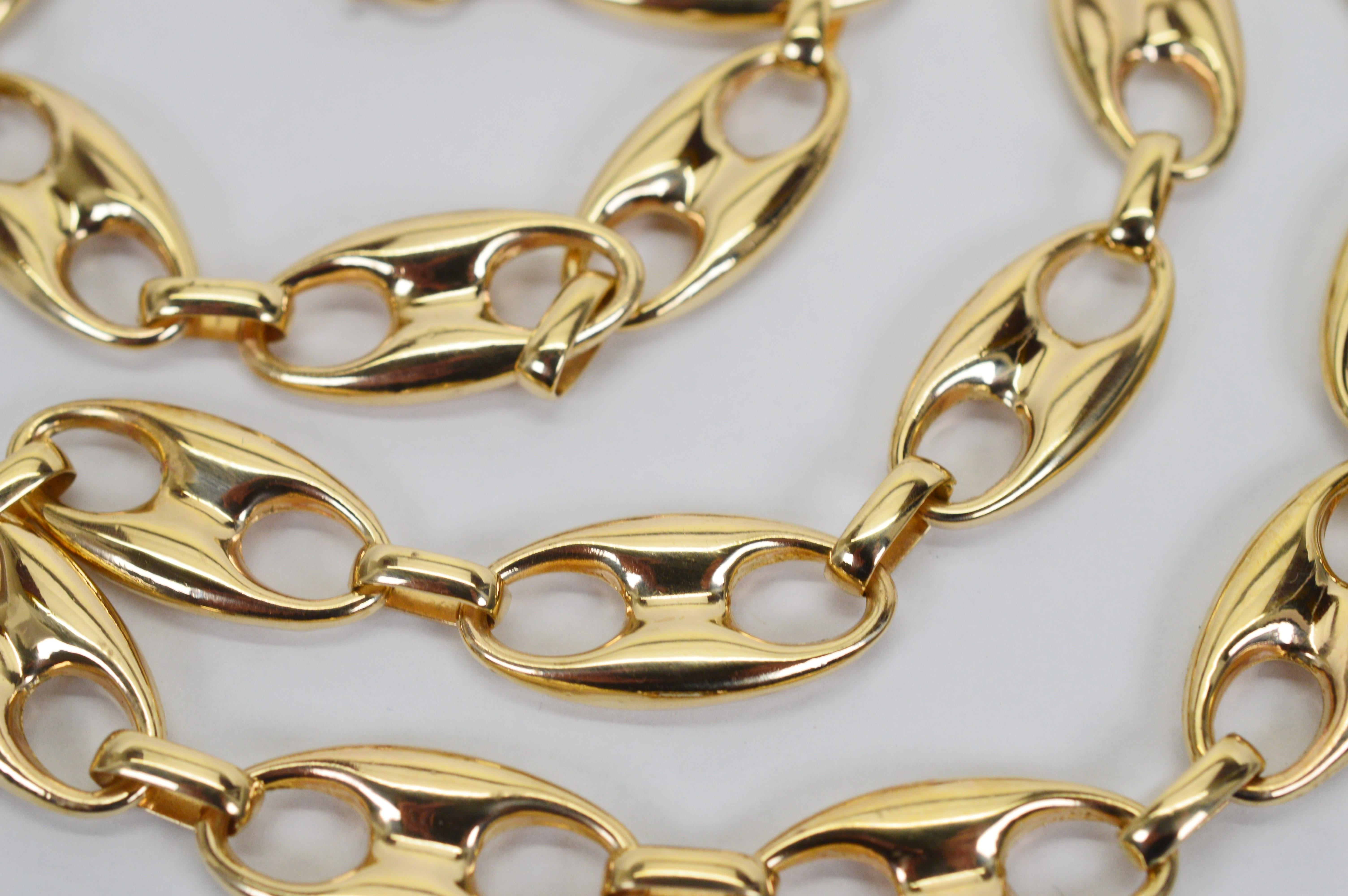 14 Karat Yellow Gold Mariner Chain Link Necklace For Sale 1