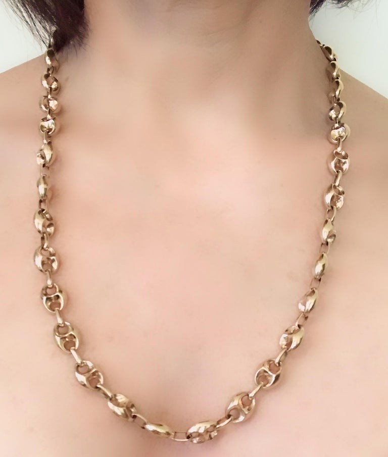 14 Karat Yellow Gold Mariner Link Style Chain Necklace For Sale at 1stdibs