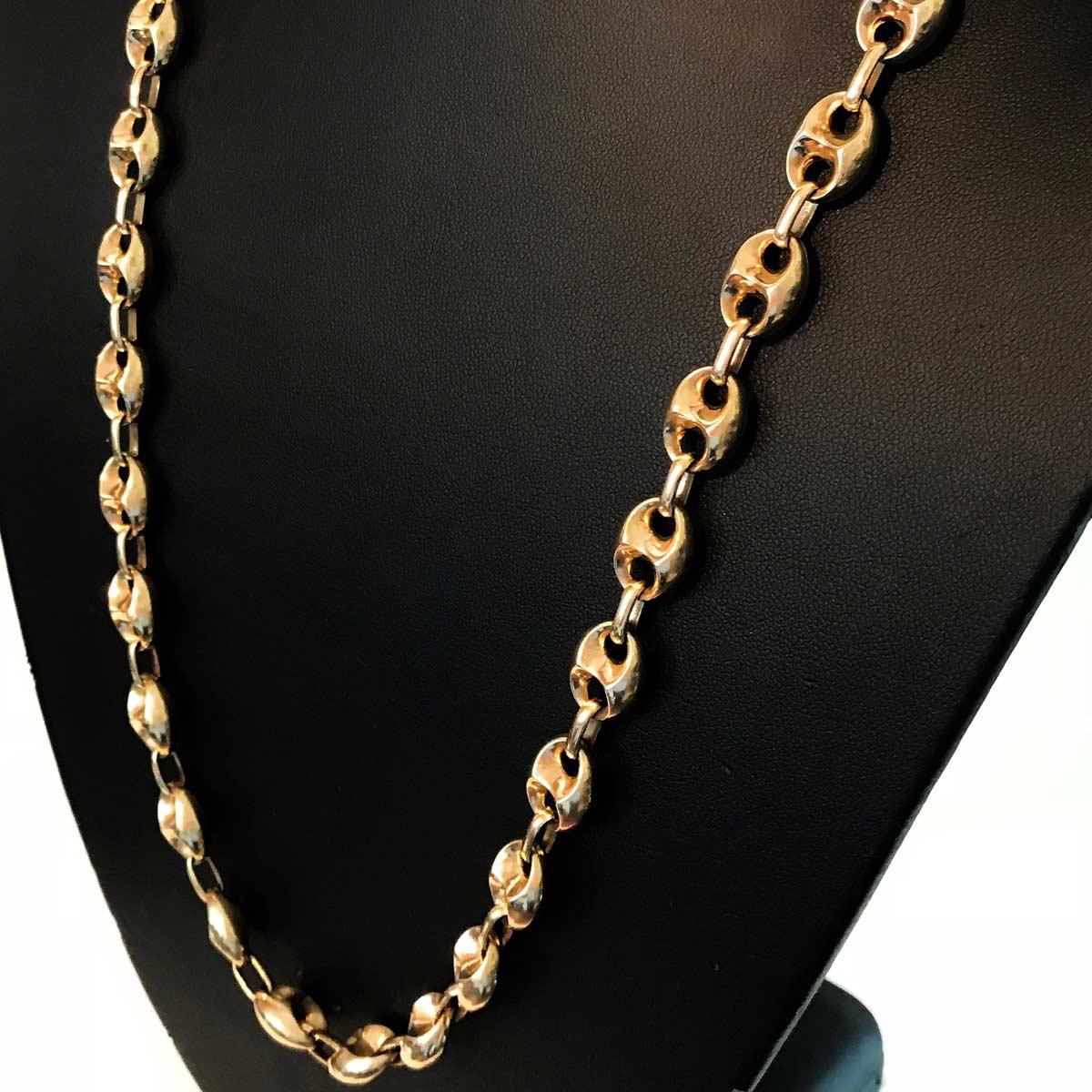 14 Karat Yellow Gold Mariner Link Style Chain Necklace In Excellent Condition In QLD , AU