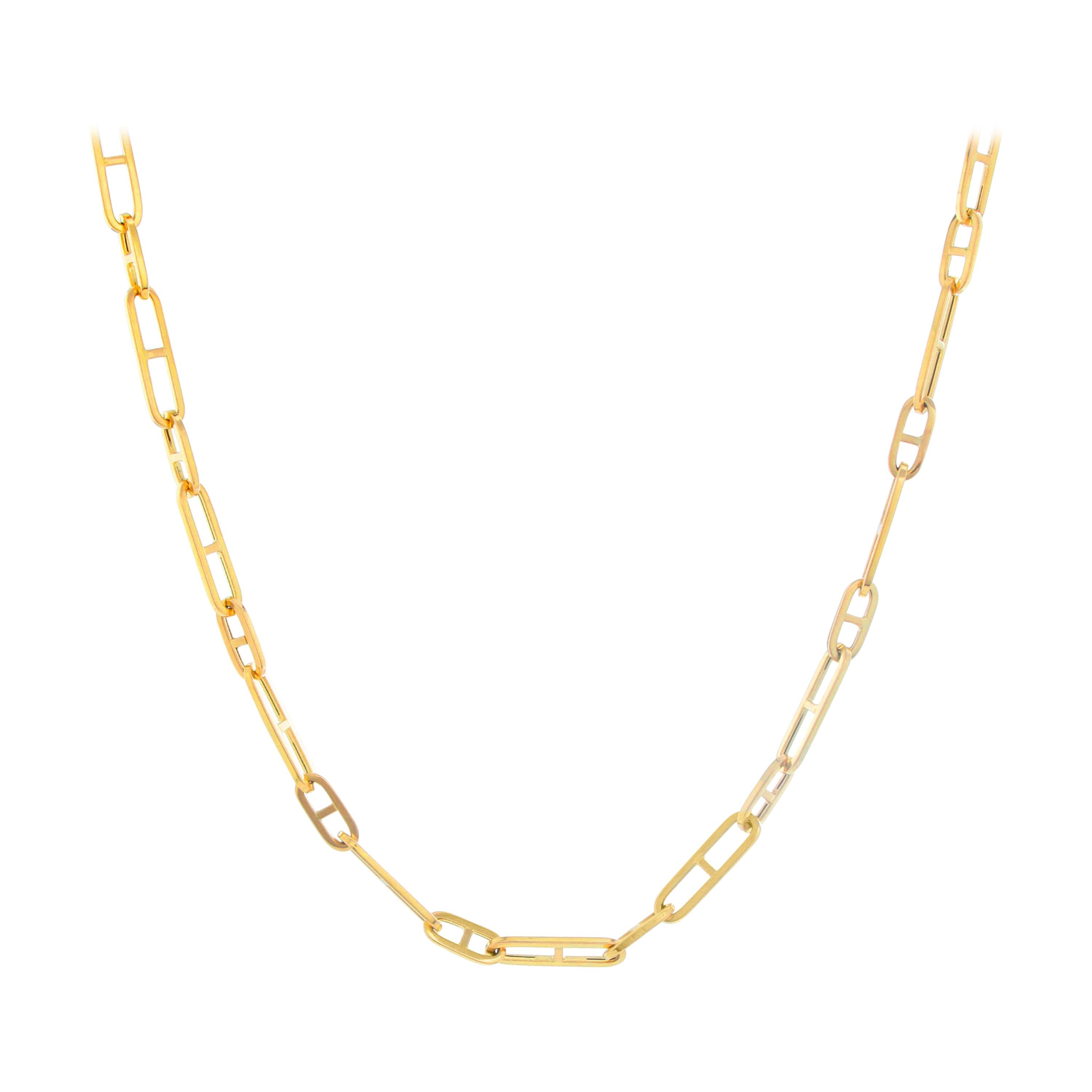14 Karat Yellow Gold Mariner Link with Bar Chain Necklace