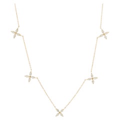 Kleeblatt-Halskette aus 18 Karat Gelbgold mit Diamanten im Marquiseschliff
