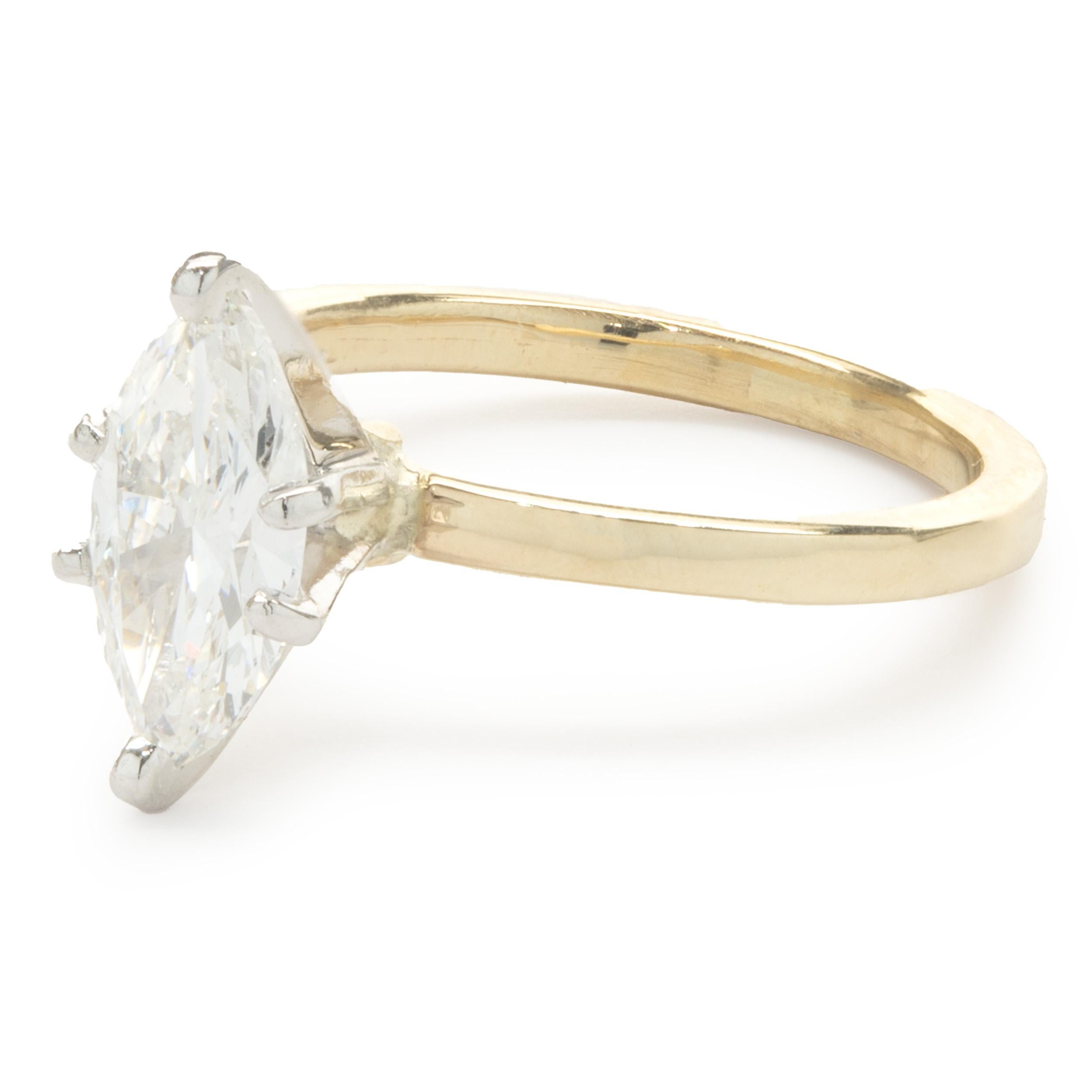 Verlobungsring aus 14 Karat Gelbgold mit Diamanten im Marquiseschliff Damen im Angebot