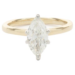 Used 14 Karat Yellow Gold Marquise Cut Diamond Engagement Ring