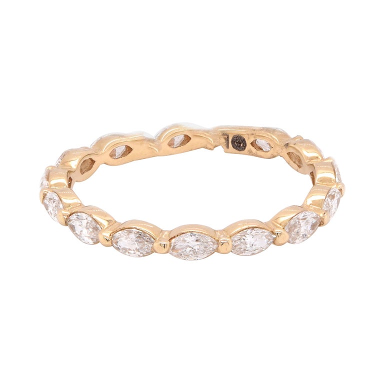 14 Karat Yellow Gold Marquise Diamond Band For Sale at 1stDibs
