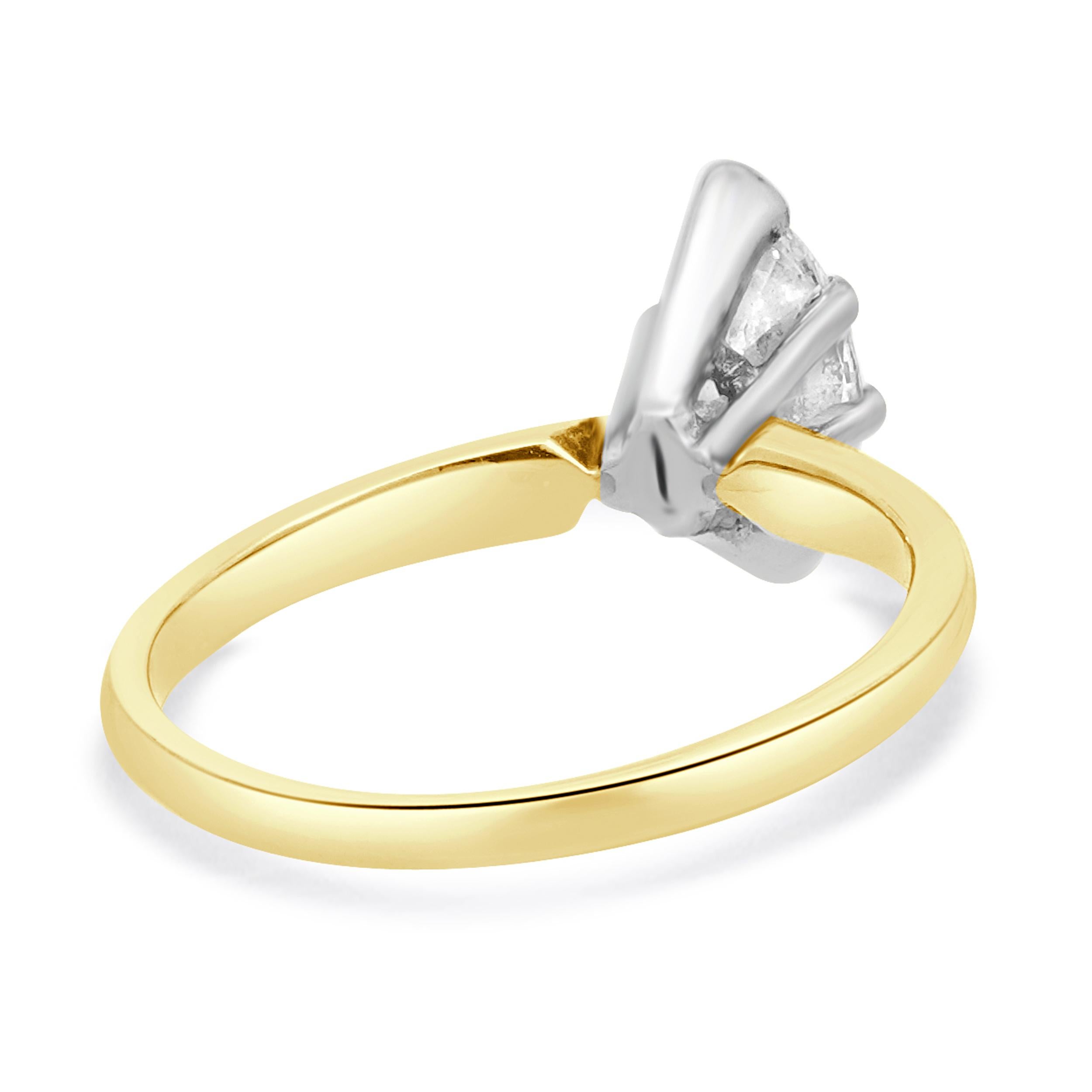 Taille Marquise Bague de fiançailles en or jaune 14 carats avec solitaire à diamant en forme de marquise en vente