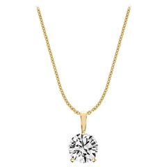 14 Karat Yellow Gold Martini 3 Prongs Natural Diamond Pendant '3/4 Carat'