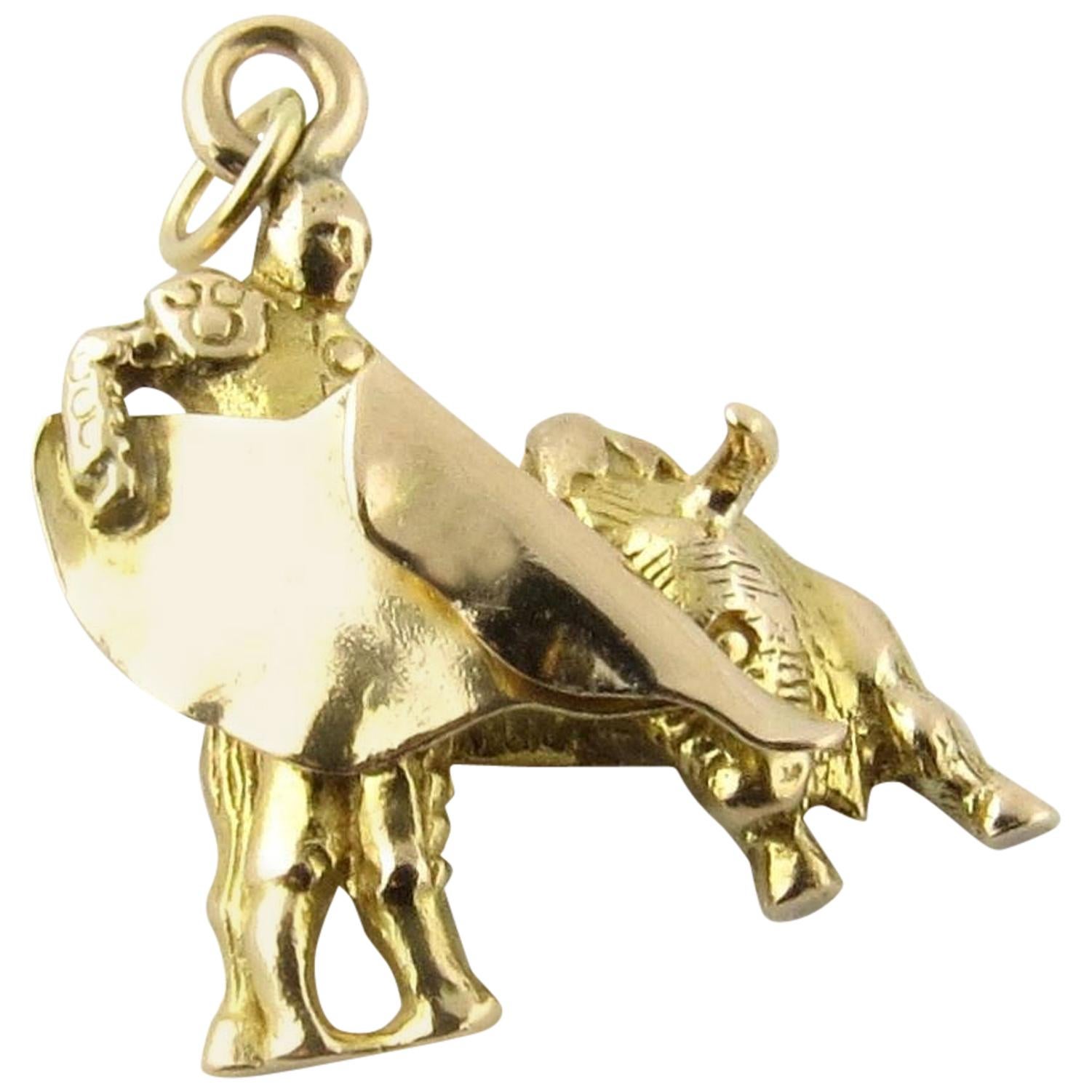 14 Karat Yellow Gold Matador Bull Fighter Charm