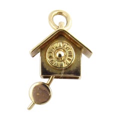 Vintage 14 Karat Yellow Gold Mechanical Clock Charm