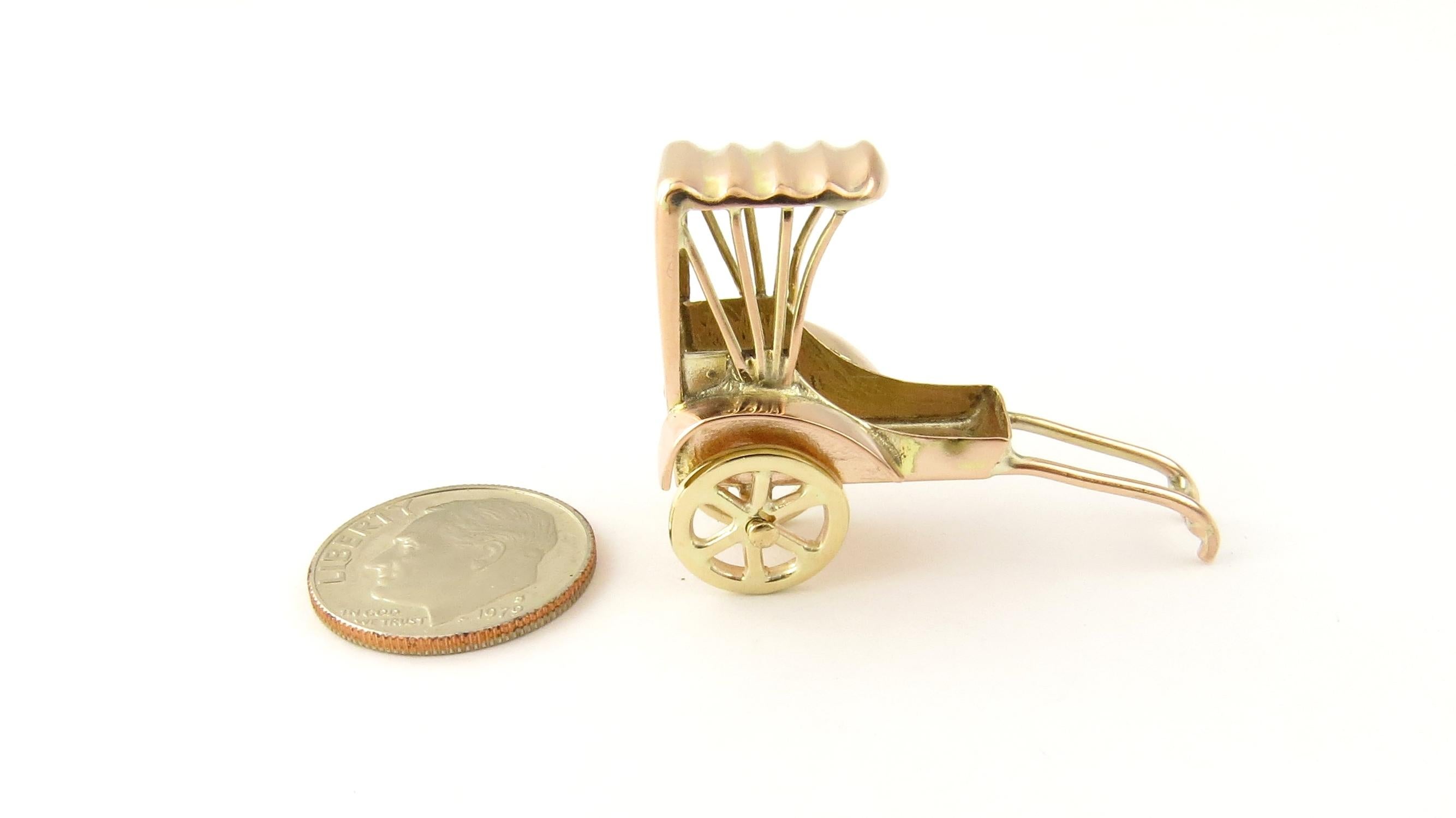 14 Karat Yellow Gold Mechanical Rickshaw Charm 3