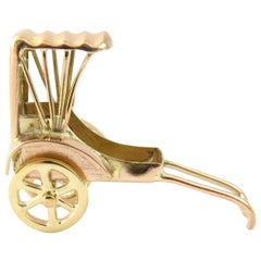 14 Karat Yellow Gold Mechanical Rickshaw Charm