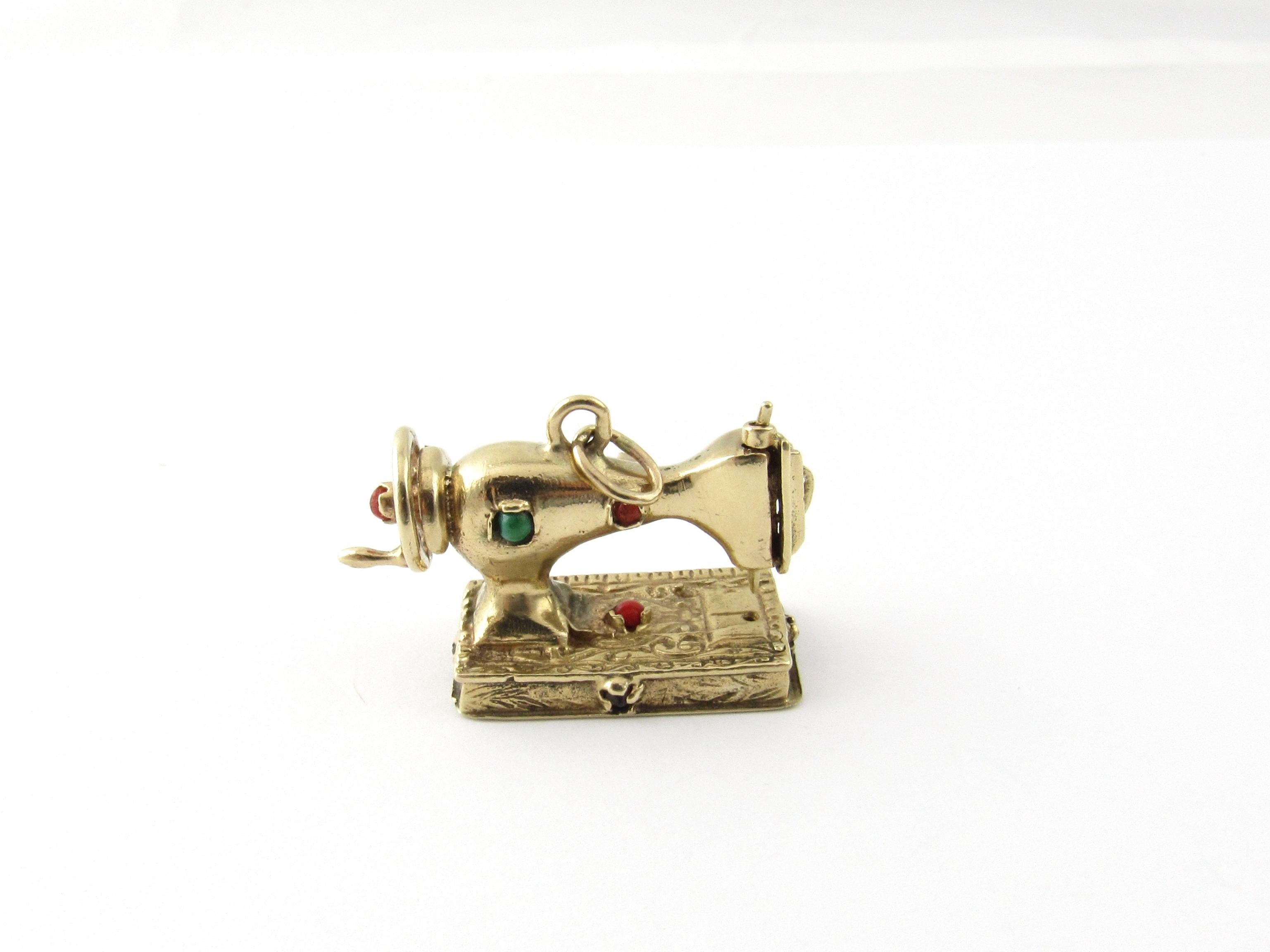 Women's 14 Karat Yellow Gold Mechanical Sewing Machine Charm