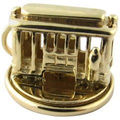 Vintage 14 Karat Yellow Gold Mechanical Trolley Car Charm