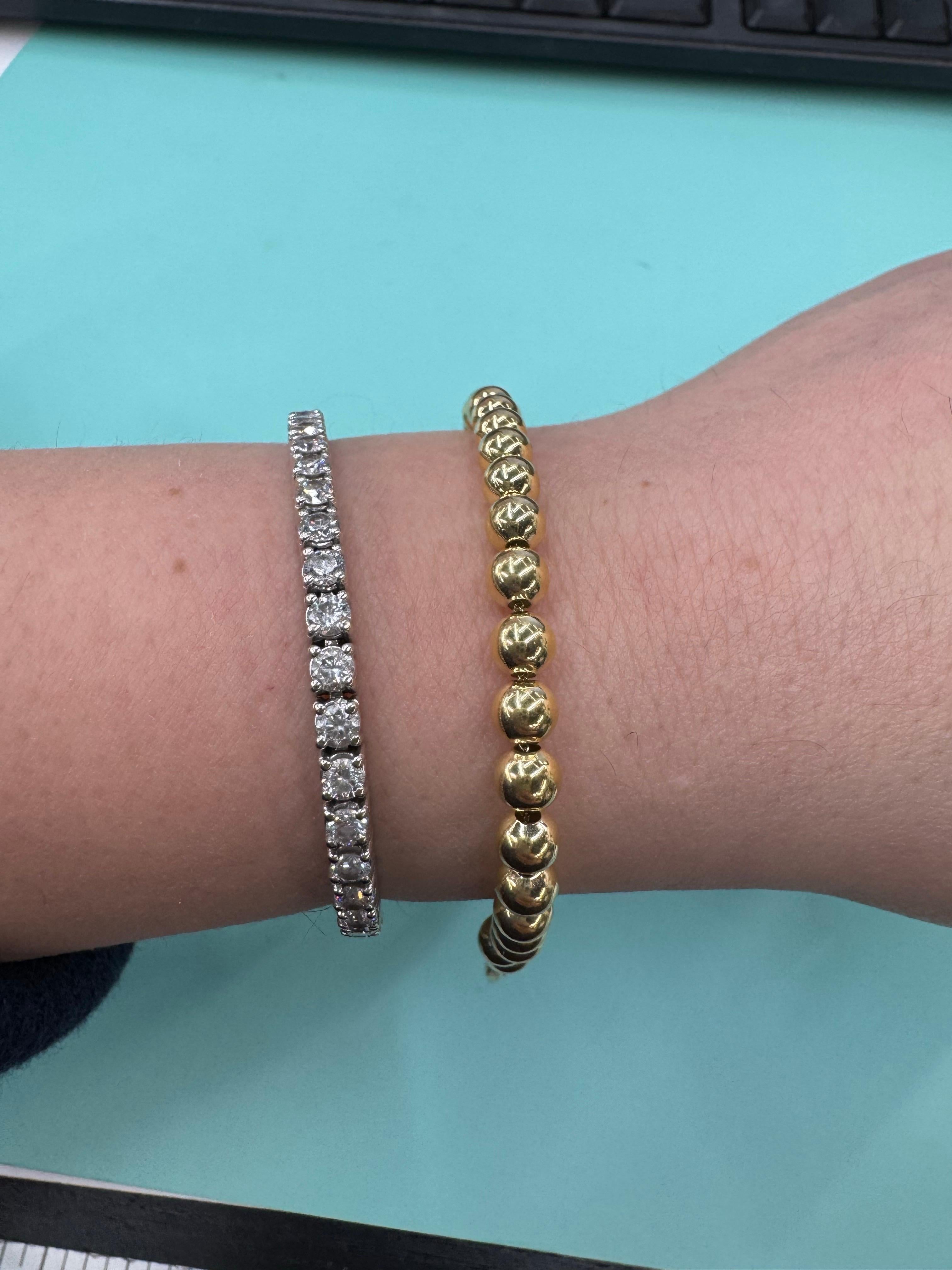 14 Karat Yellow Gold Medium Beaded Ball Chain Bracelet 5 MM 5.07 Grams (Zeitgenössisch) im Angebot