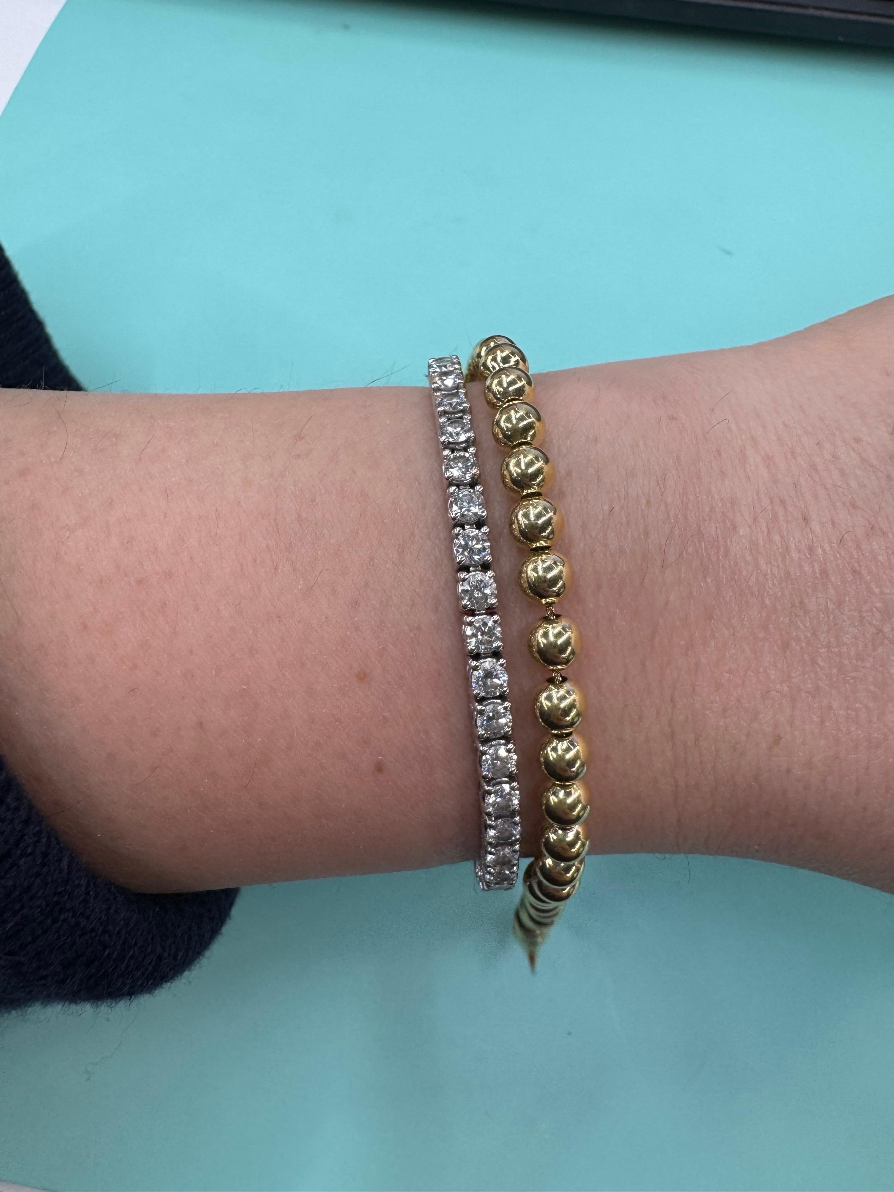 14 Karat Yellow Gold Medium Beaded Ball Chain Bracelet 5 MM 5.07 Grams im Zustand „Neu“ im Angebot in New York, NY
