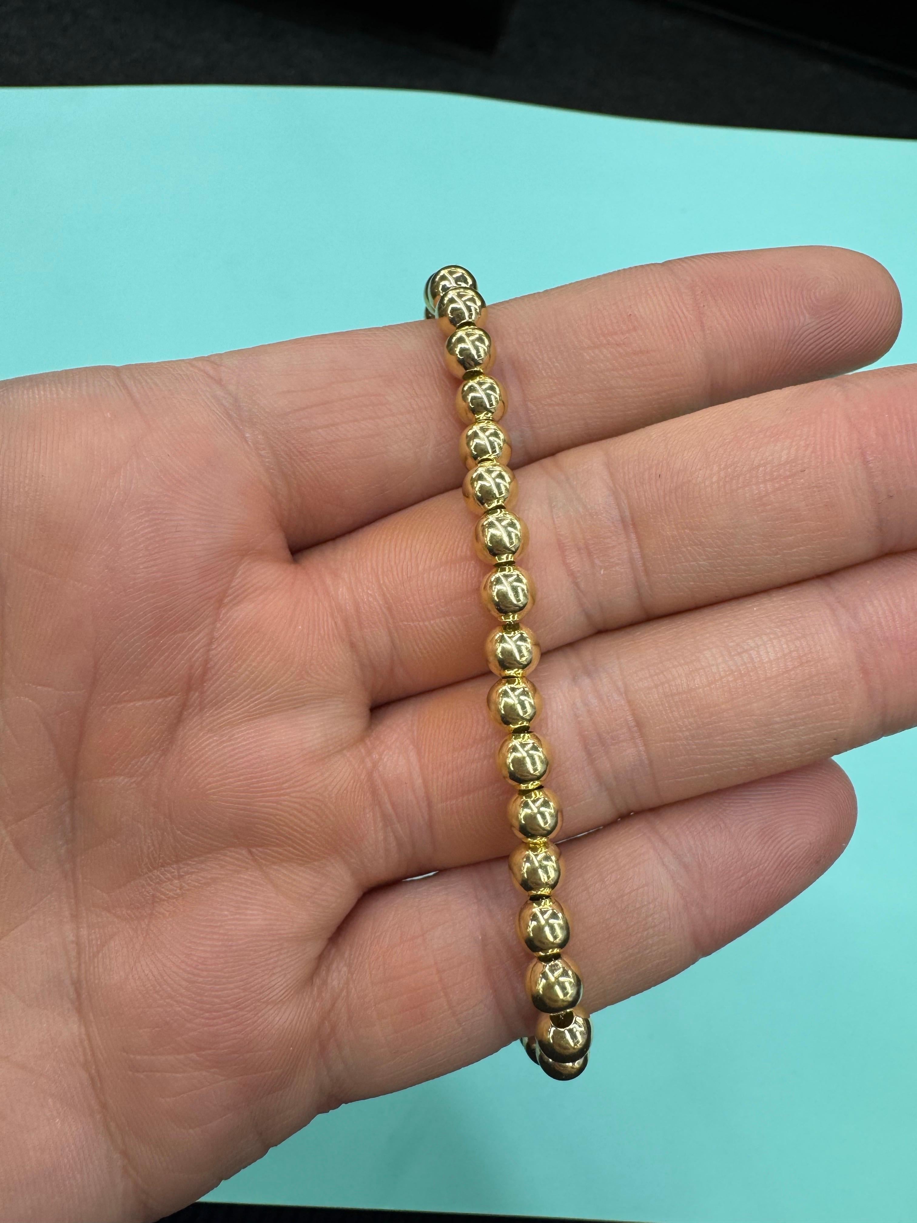 14 Karat Yellow Gold Medium Beaded Ball Chain Bracelet 5 MM 5.07 Grams für Damen oder Herren im Angebot