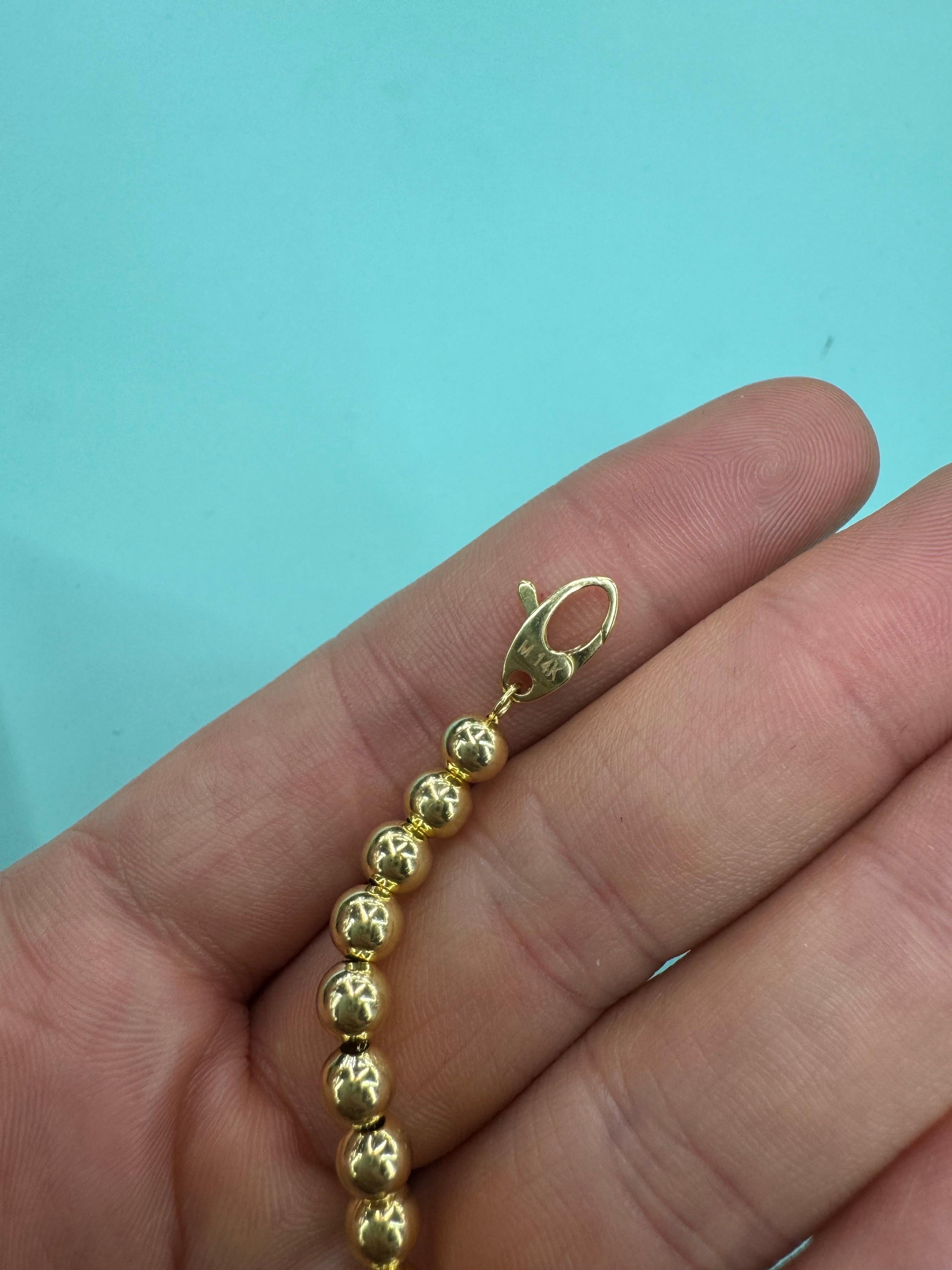14 Karat Yellow Gold Medium Beaded Ball Chain Bracelet 5 MM 5.07 Grams im Angebot 1